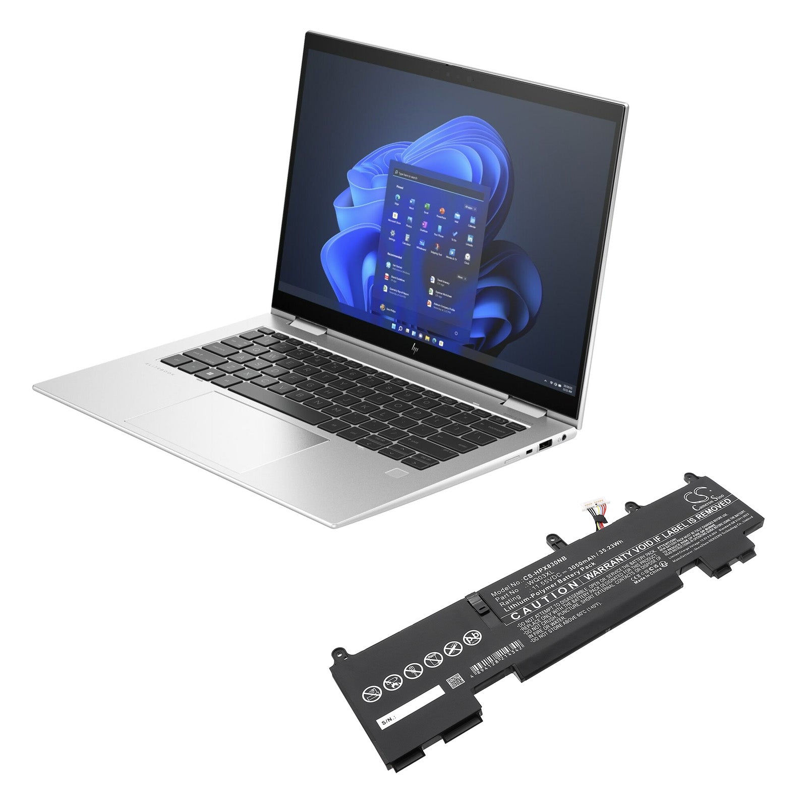 11.55V, Li-Polymer, 3050mAh, Battery fits HP Elite X360 1040 14 G10, Elite X360 830 G10, 35.23Wh Notebook, Laptop Cameron Sino Technology Limited