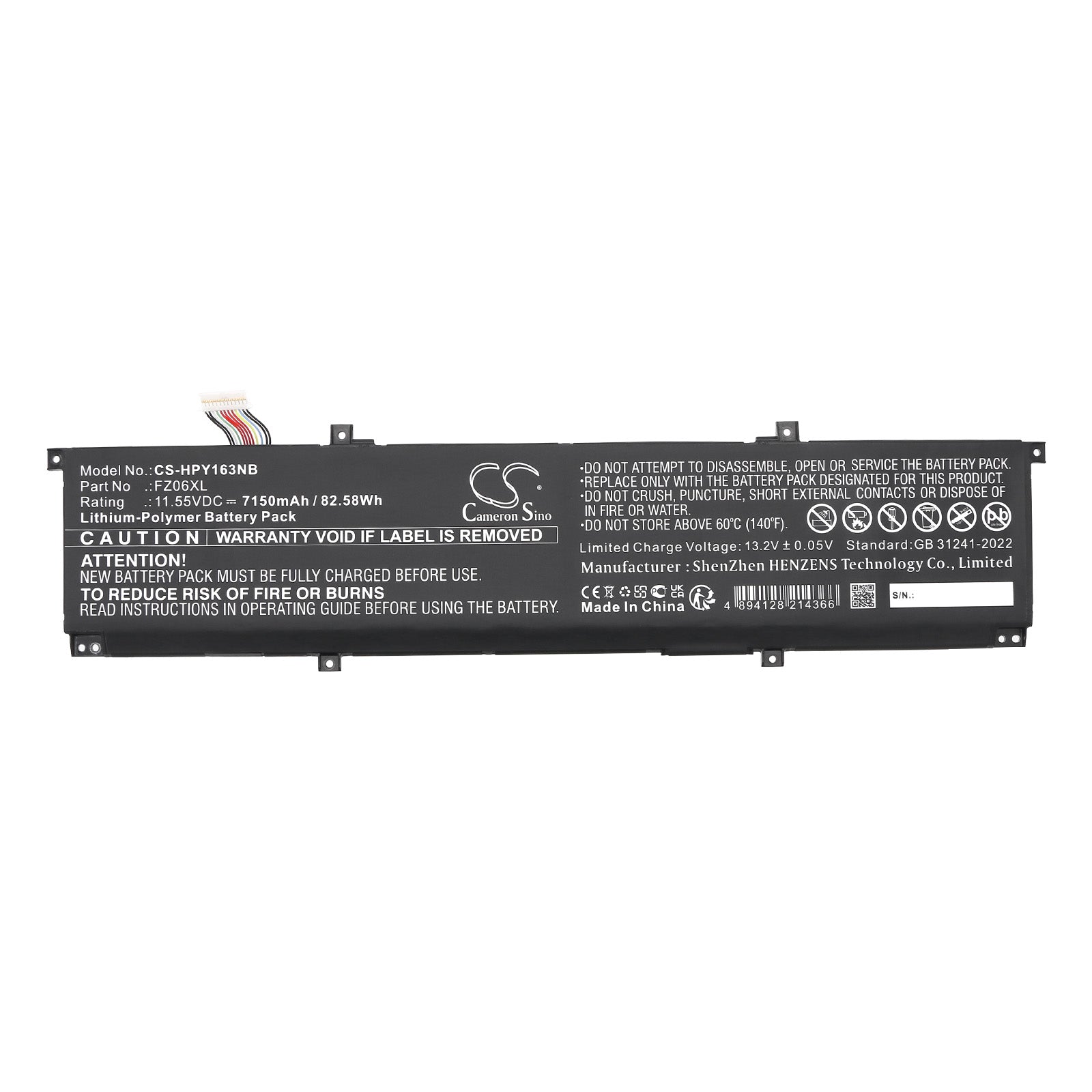 11.55V, Li-Polymer, 7150mAh, Battery fits HP 16-f0035nr, 16t-f000, 82.58Wh Notebook, Laptop Cameron Sino Technology Limited