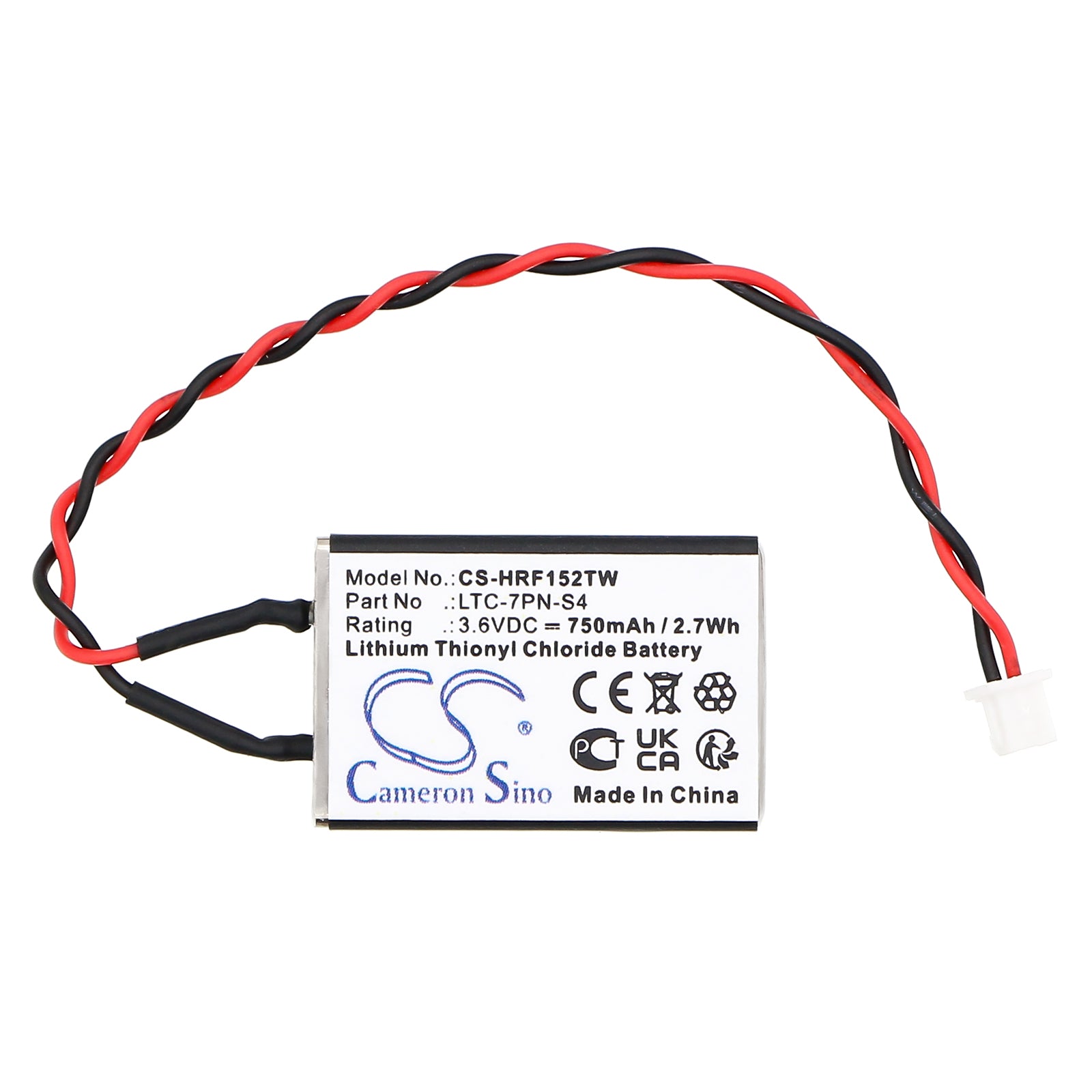3.6V, Li-SOCl2, 750mAh, Battery fits Harris AN/PRC-152, AN/PRC-152(C), 2.7Wh Two-Way Radio Cameron Sino Technology Limited