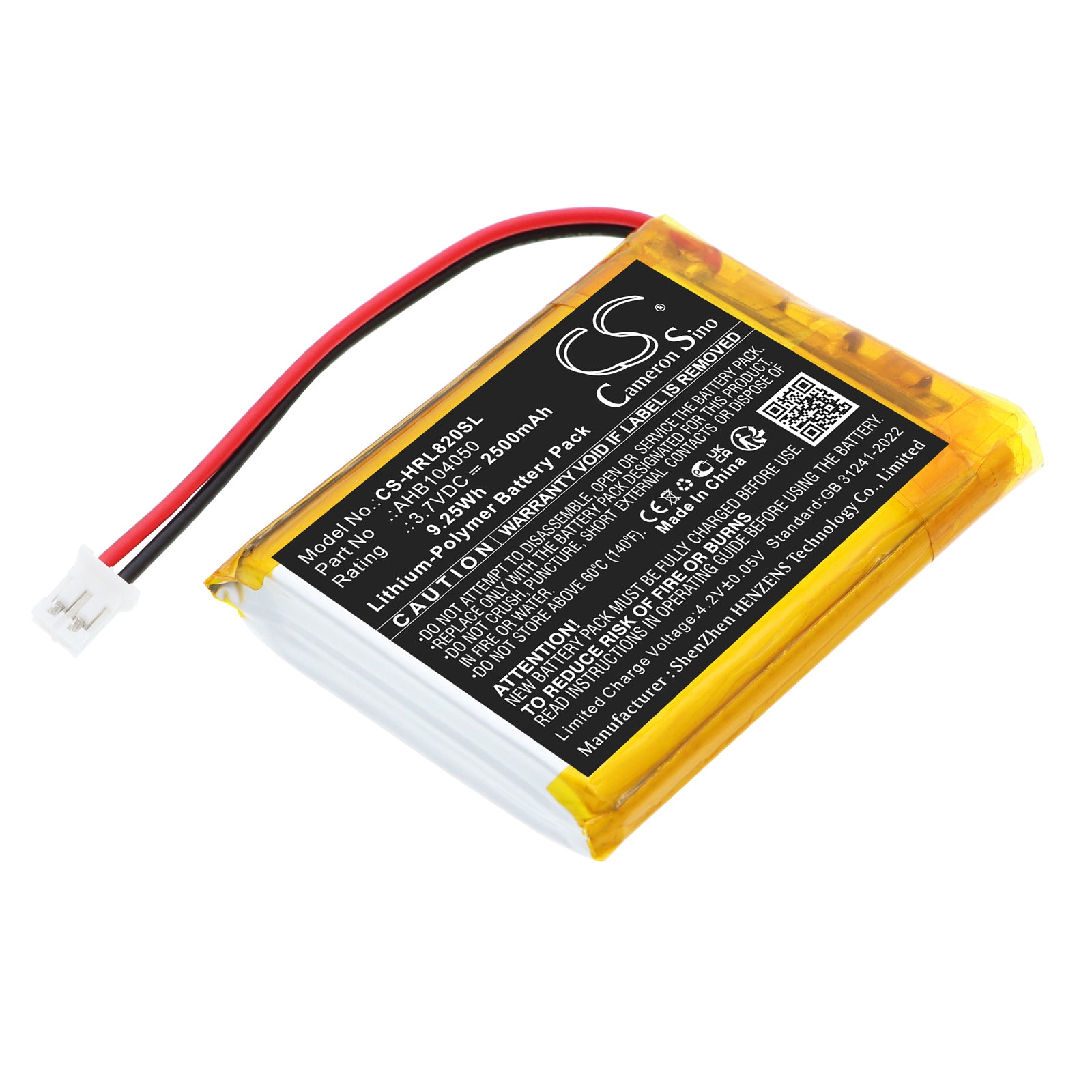 3.7V, Li-Polymer, 2500mAh, Battery fits Hairmax Laserbrand 82, 9.25Wh Personal Care Cameron Sino Technology Limited