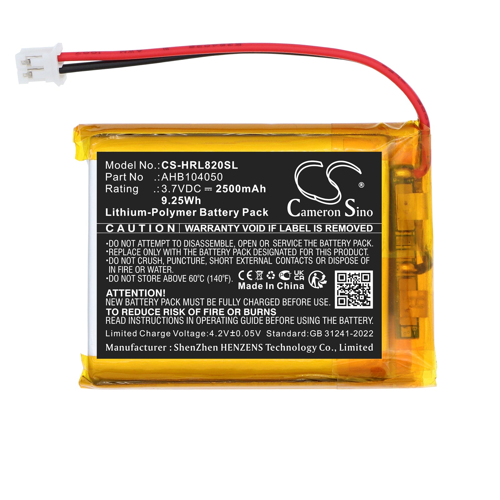 3.7V, Li-Polymer, 2500mAh, Battery fits Hairmax Laserbrand 82, 9.25Wh Personal Care Cameron Sino Technology Limited