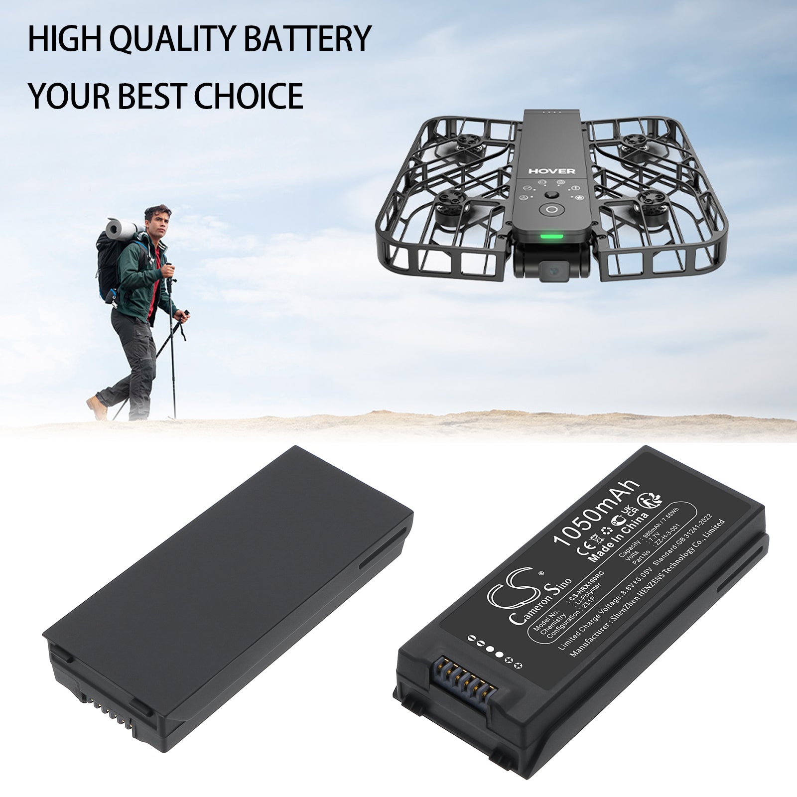 7.7V, , , Battery fits HOVER HOVERAir X1, Drones Cameron Sino Technology Limited