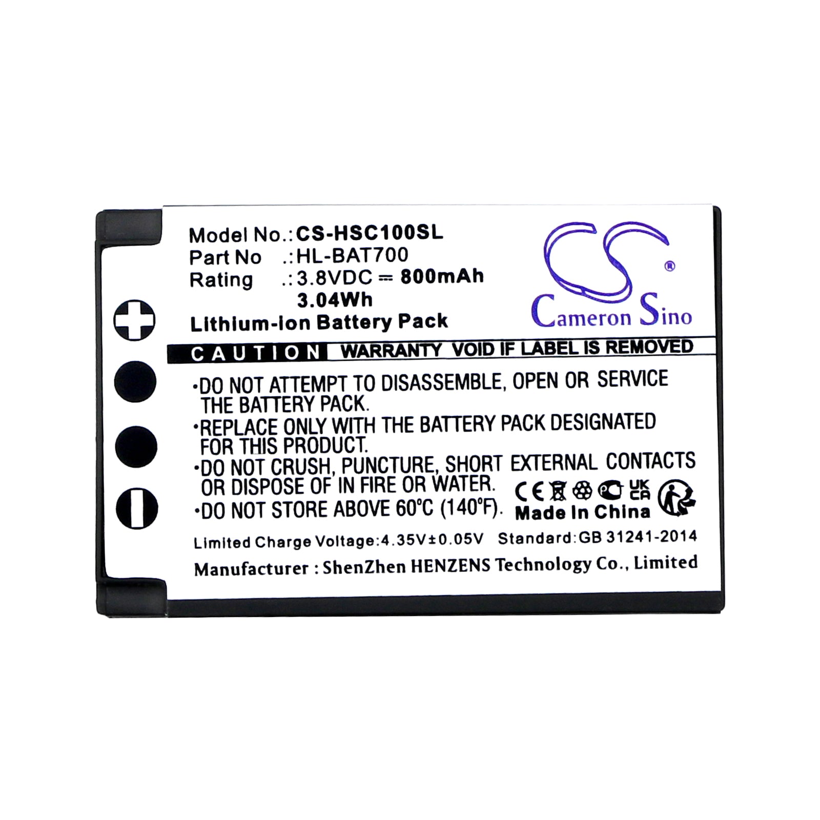 Li-ion, Wireless Headset Battery fits Hollyland Solidcom C1, Solidcom C1 Pro, 3.8V, 800mAh Wireless Headset Cameron Sino Technology Limited