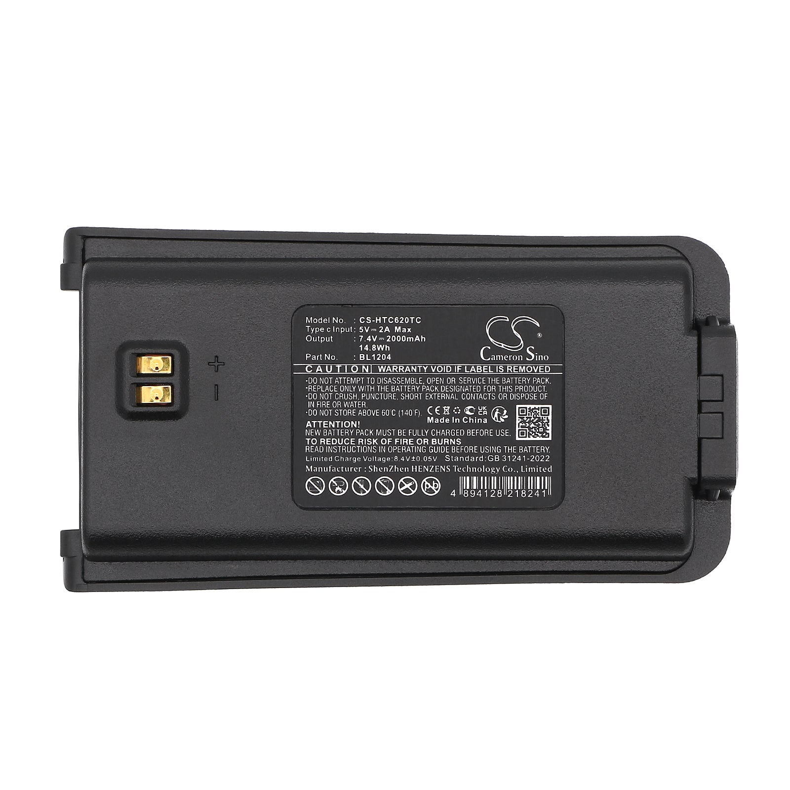 7.4V, Li-ion, 2000mAh, Battery fits HYT TC-610, TC-610P, 14.8Wh Two-Way Radio Cameron Sino Technology Limited