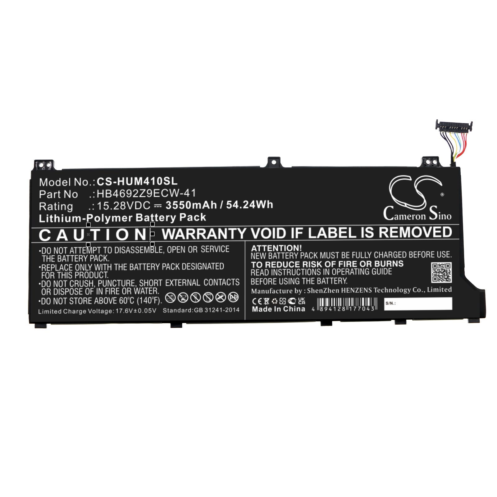 Li-Polymer, Notebook, Laptop Battery fits Huawei Magicbook 14, Matebook D 14-53010tvs, 15.28V, 3550mAh Notebook, Laptop Cameron Sino Technology Limited
