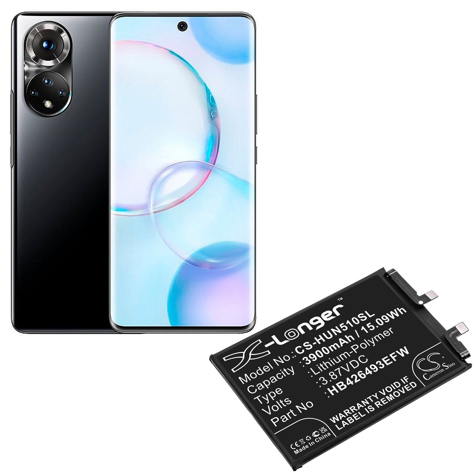 Li-Polymer, Mobile, SmartPhone Battery fits Huawei Honor 50 Se, Honor 50 Se 5g, 3.87V, 3900mAh Mobile, SmartPhone Cameron Sino Technology Limited