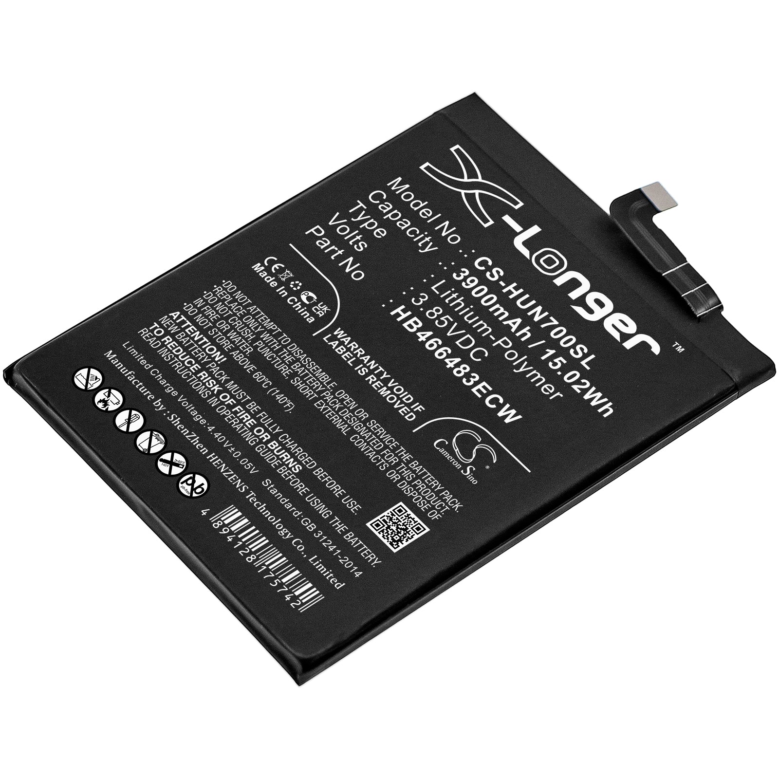 Li-Polymer, Mobile, SmartPhone Battery fits Huawei Jef-an00, Jef-an20, 3.85V, 3900mAh Mobile, SmartPhone Cameron Sino Technology Limited