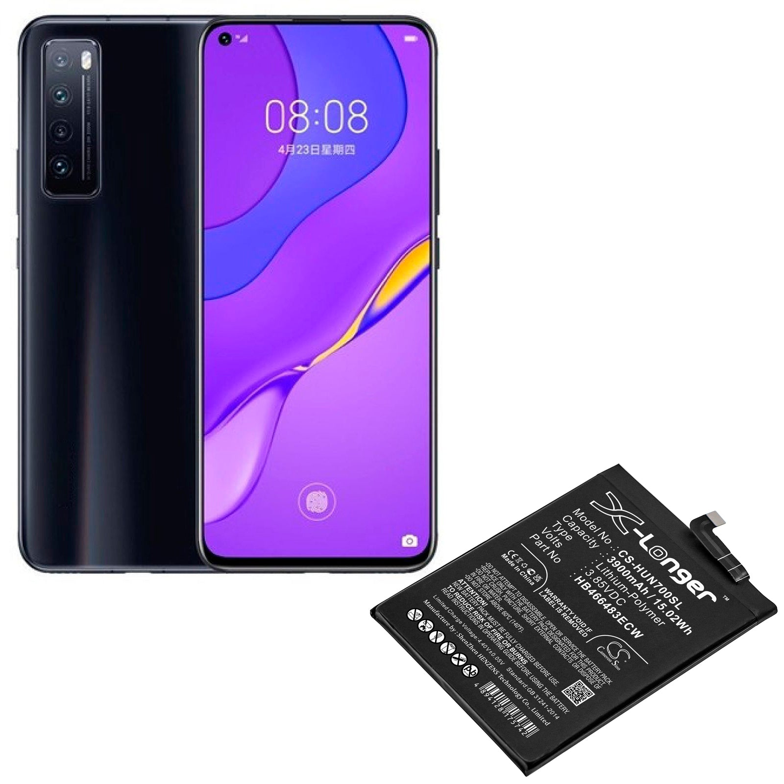 Li-Polymer, Mobile, SmartPhone Battery fits Huawei Jef-an00, Jef-an20, 3.85V, 3900mAh Mobile, SmartPhone Cameron Sino Technology Limited