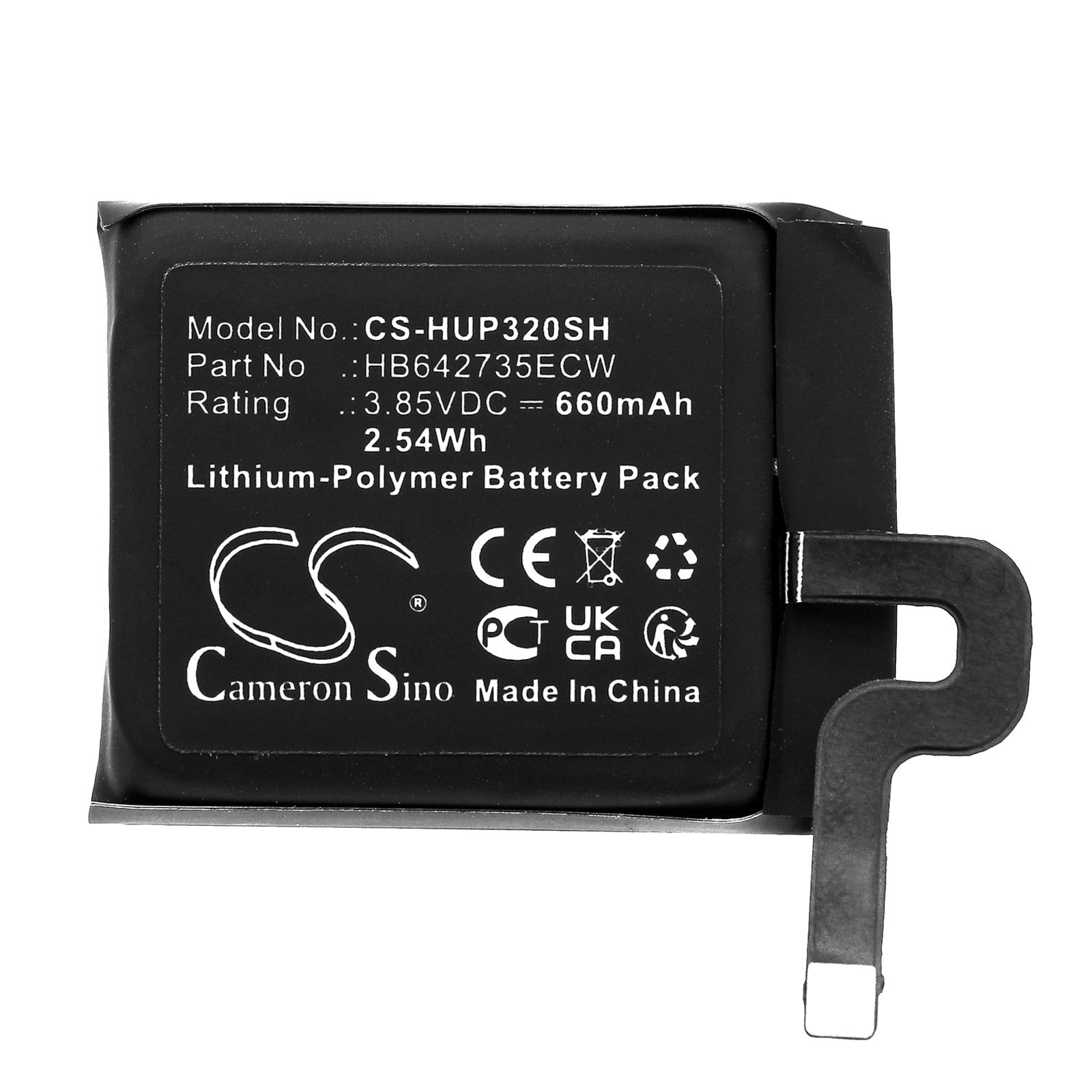 Li-Polymer, Smartwatch Battery fits Honor K2 Kids, Huawei Watch 3 Pro, 3.85V, 660mAh Smartwatch Cameron Sino Technology Limited