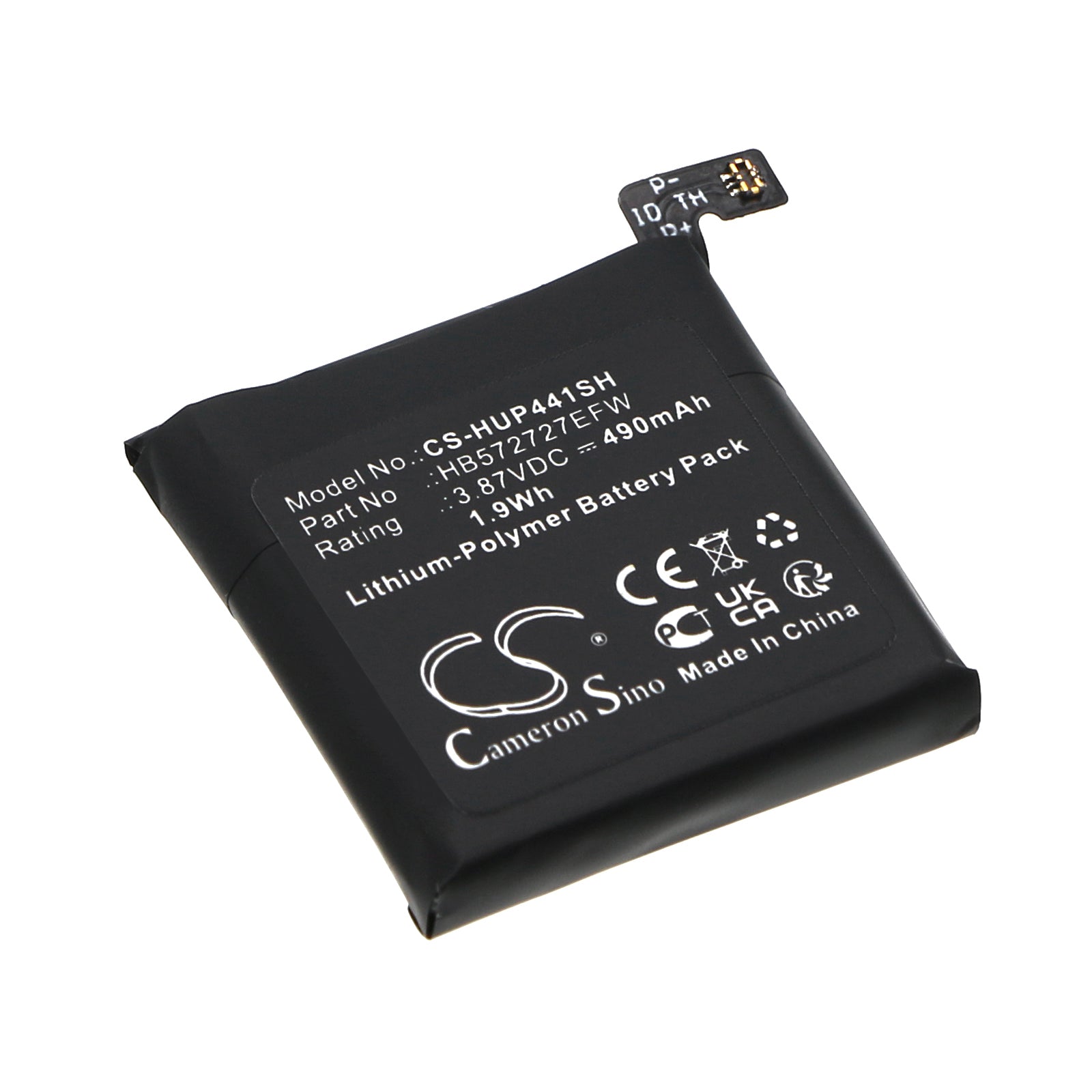 Li-Polymer, Smartwatch Battery fits Huawei Watch Gt4 41mm, 3.87V, 490mAh Smartwatch Cameron Sino Technology Limited