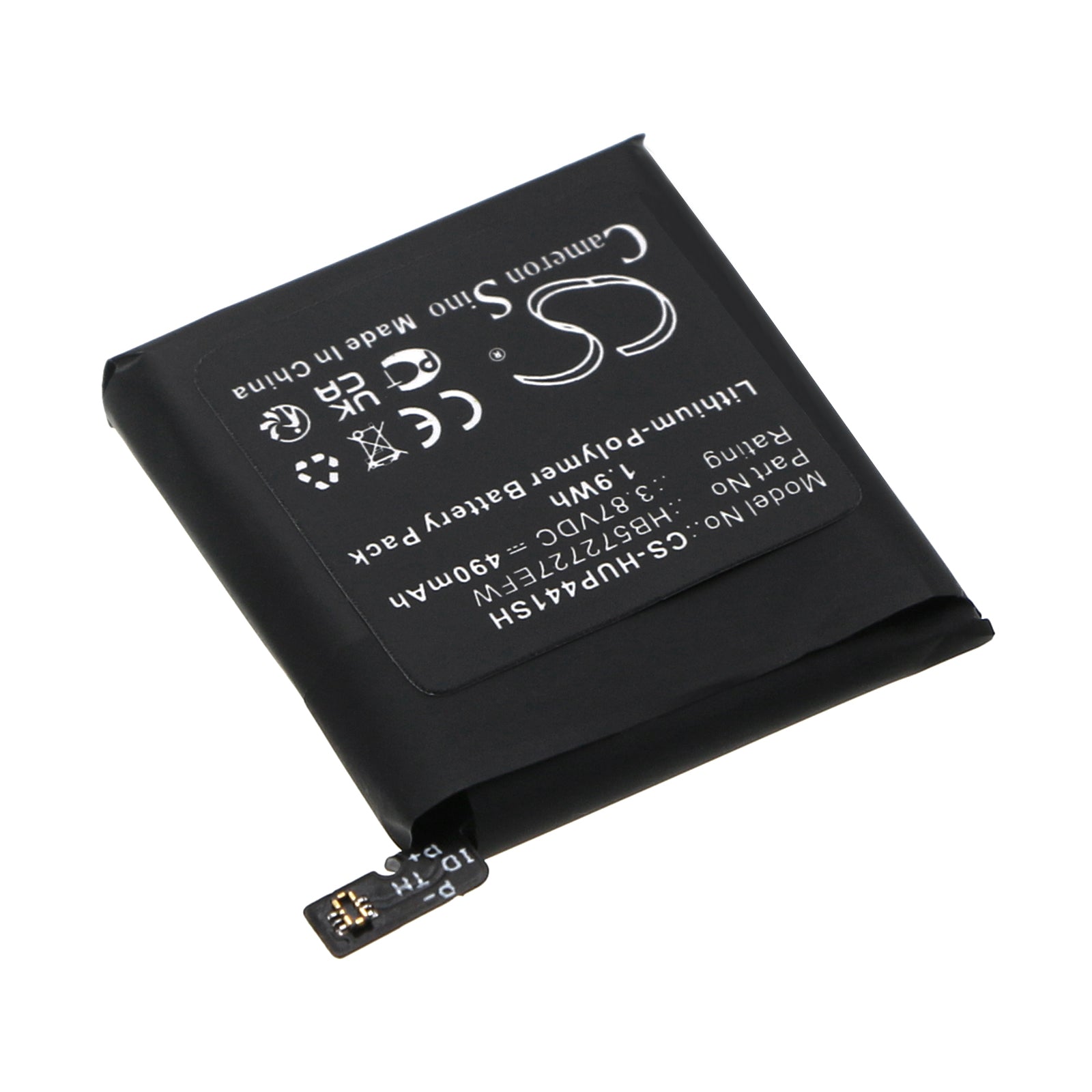 Li-Polymer, Smartwatch Battery fits Huawei Watch Gt4 41mm, 3.87V, 490mAh Smartwatch Cameron Sino Technology Limited