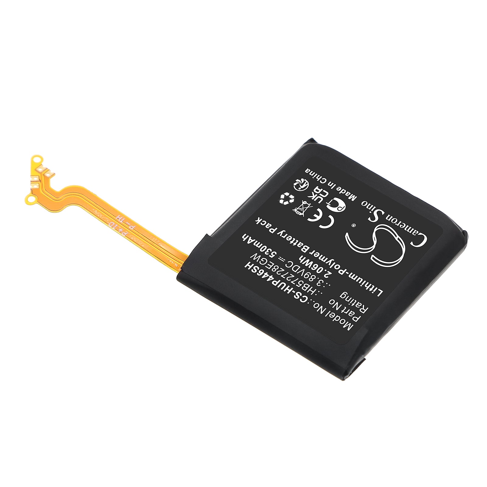 3.89V, Li-Polymer, 530mAh, Battery fits Huawei PNX-B19, Watch GT4 46mm, 2.06Wh Smartwatch Cameron Sino Technology Limited