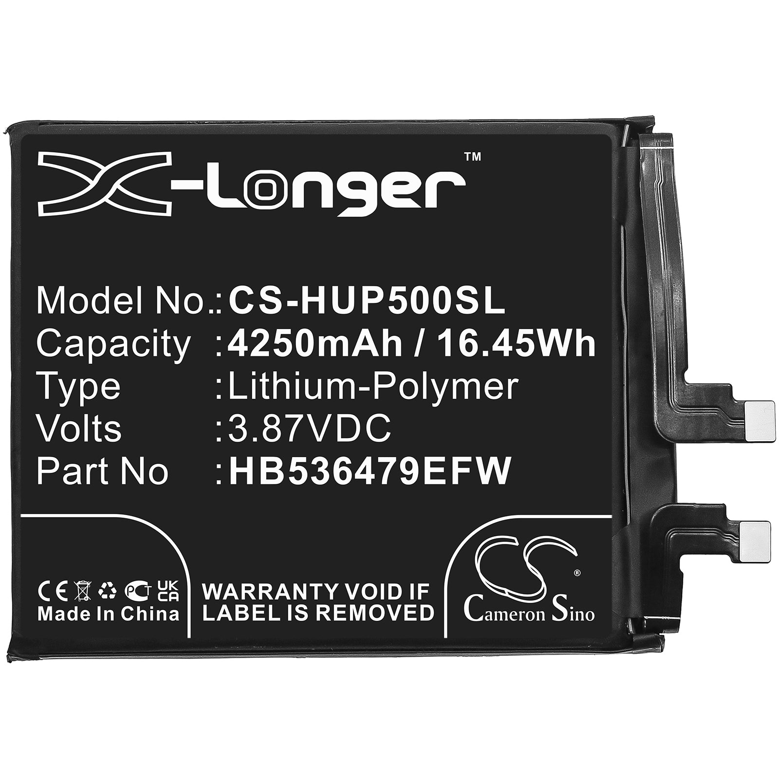 Li-Polymer, Mobile, SmartPhone Battery fits Huawei Jad-al50, Jad-l09, 3.87V, 4250mAh Mobile, SmartPhone Cameron Sino Technology Limited