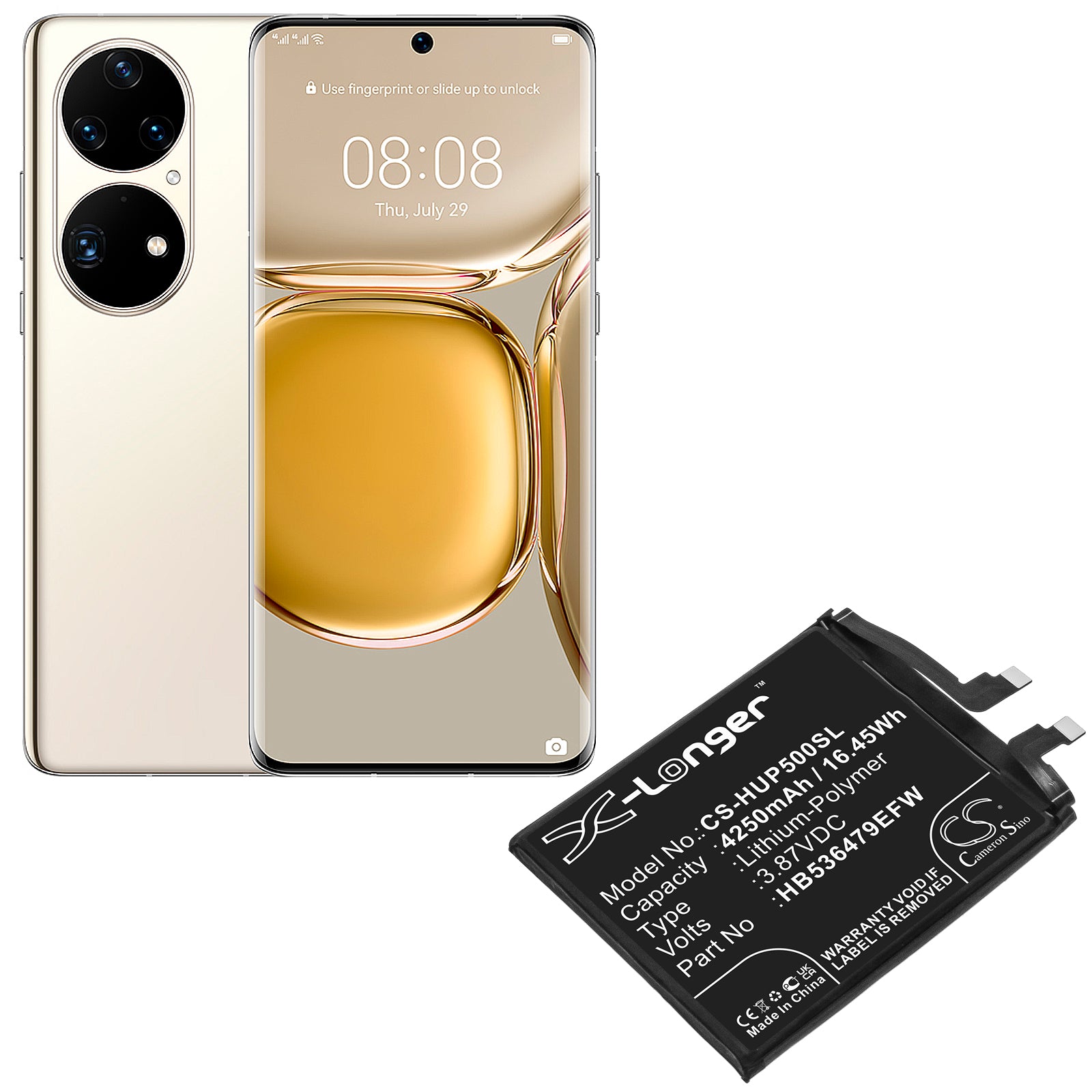 Li-Polymer, Mobile, SmartPhone Battery fits Huawei Jad-al50, Jad-l09, 3.87V, 4250mAh Mobile, SmartPhone Cameron Sino Technology Limited