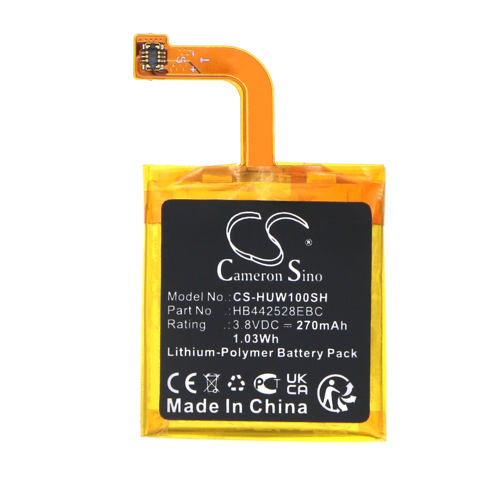 Li-Polymer, Smartwatch Battery fits Huawei Watch 1, 3.8V, 270mAh Smartwatch Cameron Sino Technology Limited