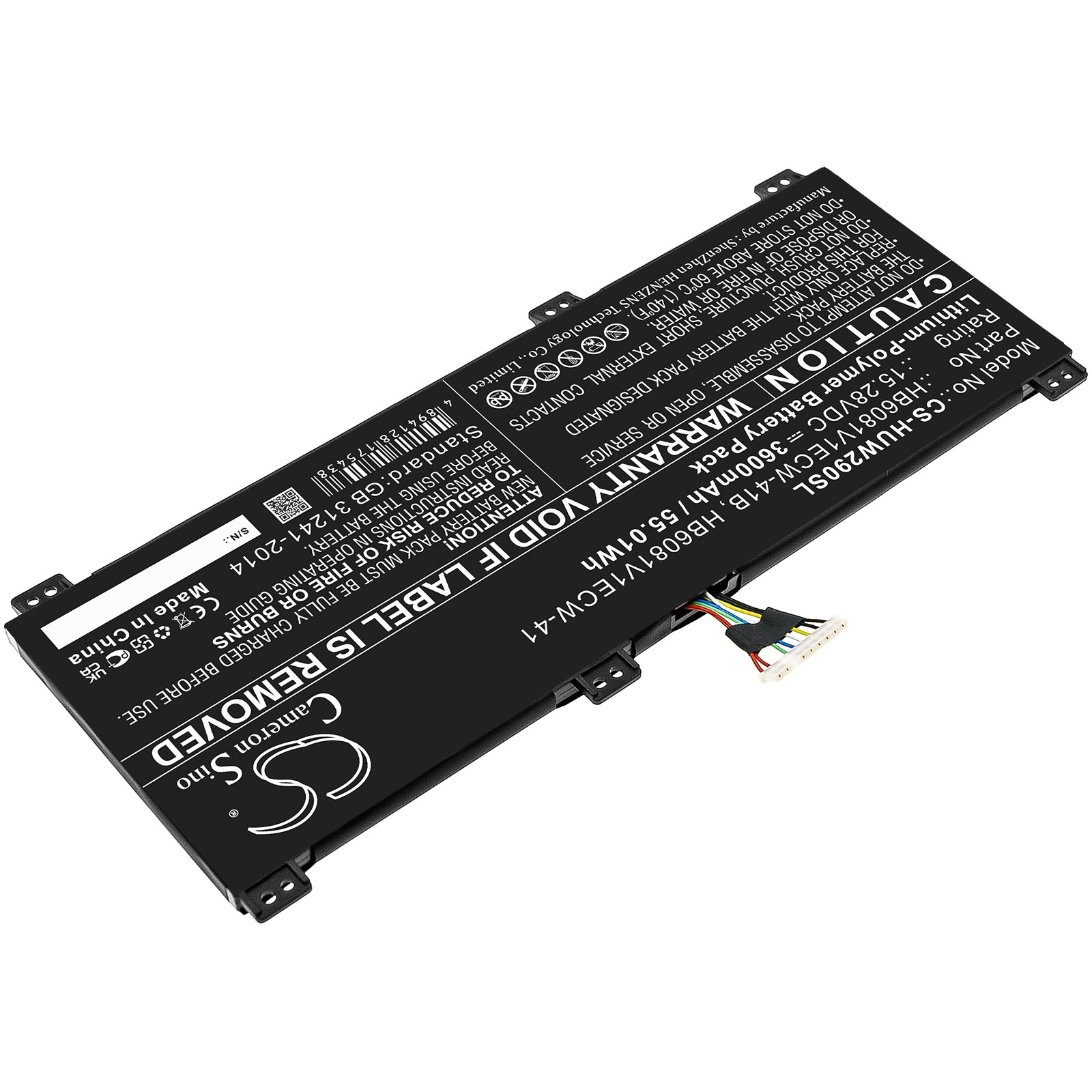 Li-Polymer, Notebook, Laptop Battery fits Huawei Hbl-w19, Hbl-w29, 15.28V, 3600mAh Notebook, Laptop Cameron Sino Technology Limited