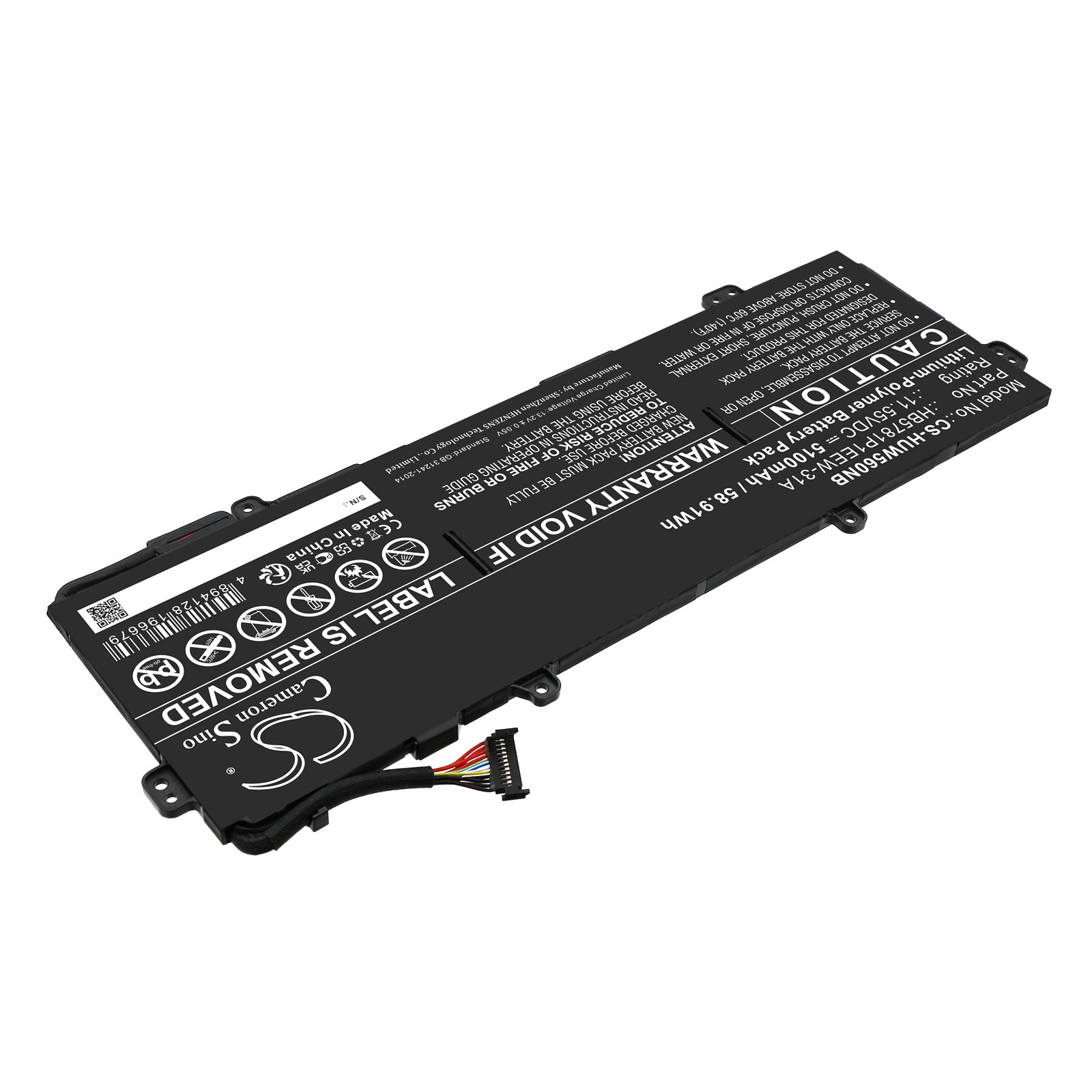 Li-Polymer, Notebook, Laptop Battery fits Huawei Emd-w76, Hkd-w56, 11.55V, 5100mAh Notebook, Laptop Cameron Sino Technology Limited
