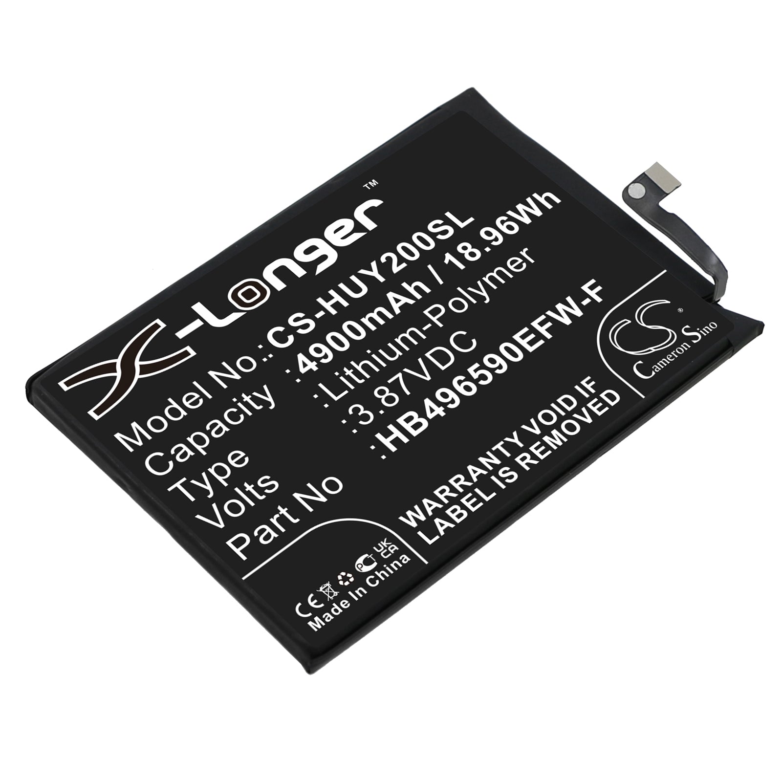 Li-Polymer, Mobile, SmartPhone Battery fits Honor Koz-al00, Play 20, 3.87V, 4900mAh Mobile, SmartPhone Cameron Sino Technology Limited