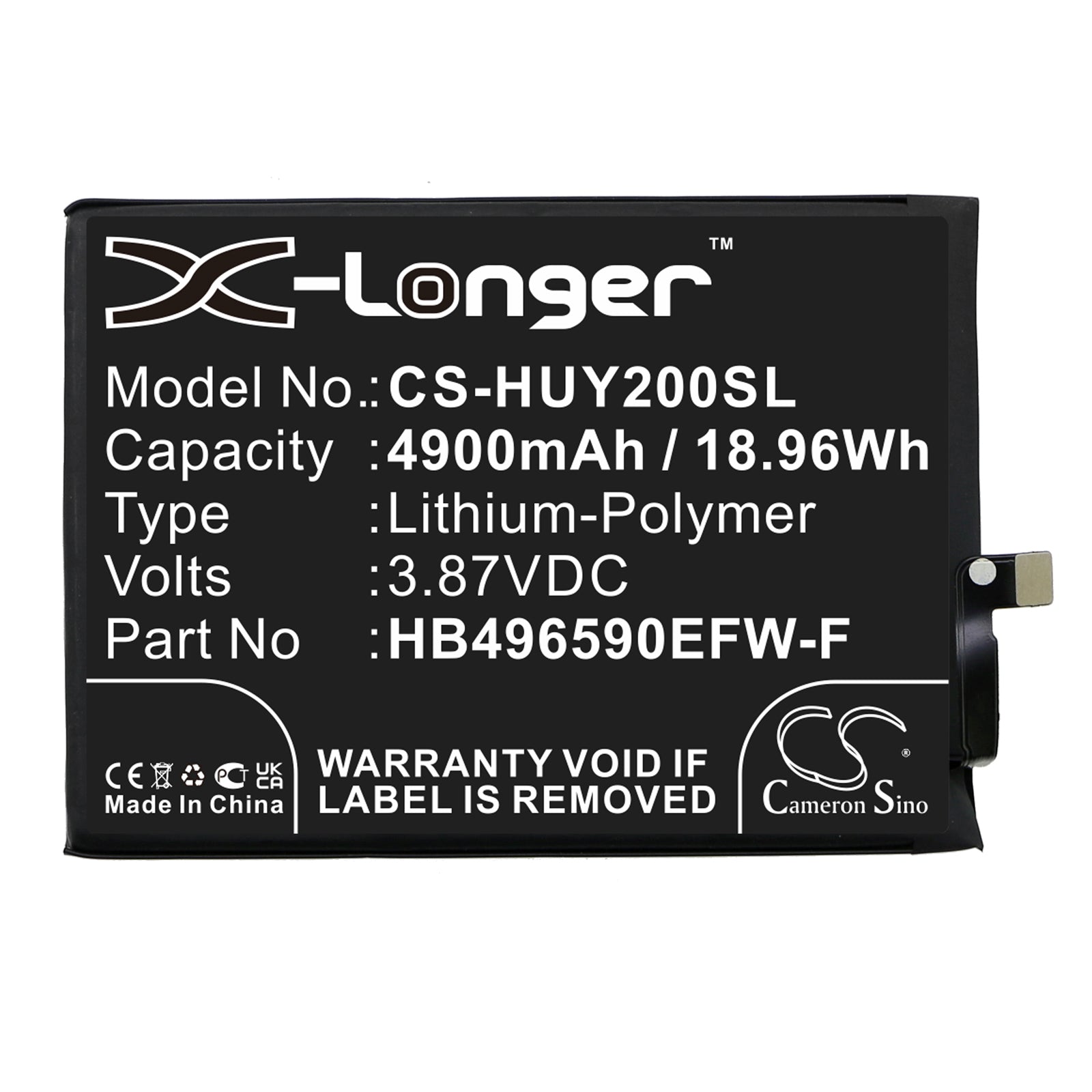 Li-Polymer, Mobile, SmartPhone Battery fits Honor Koz-al00, Play 20, 3.87V, 4900mAh Mobile, SmartPhone Cameron Sino Technology Limited