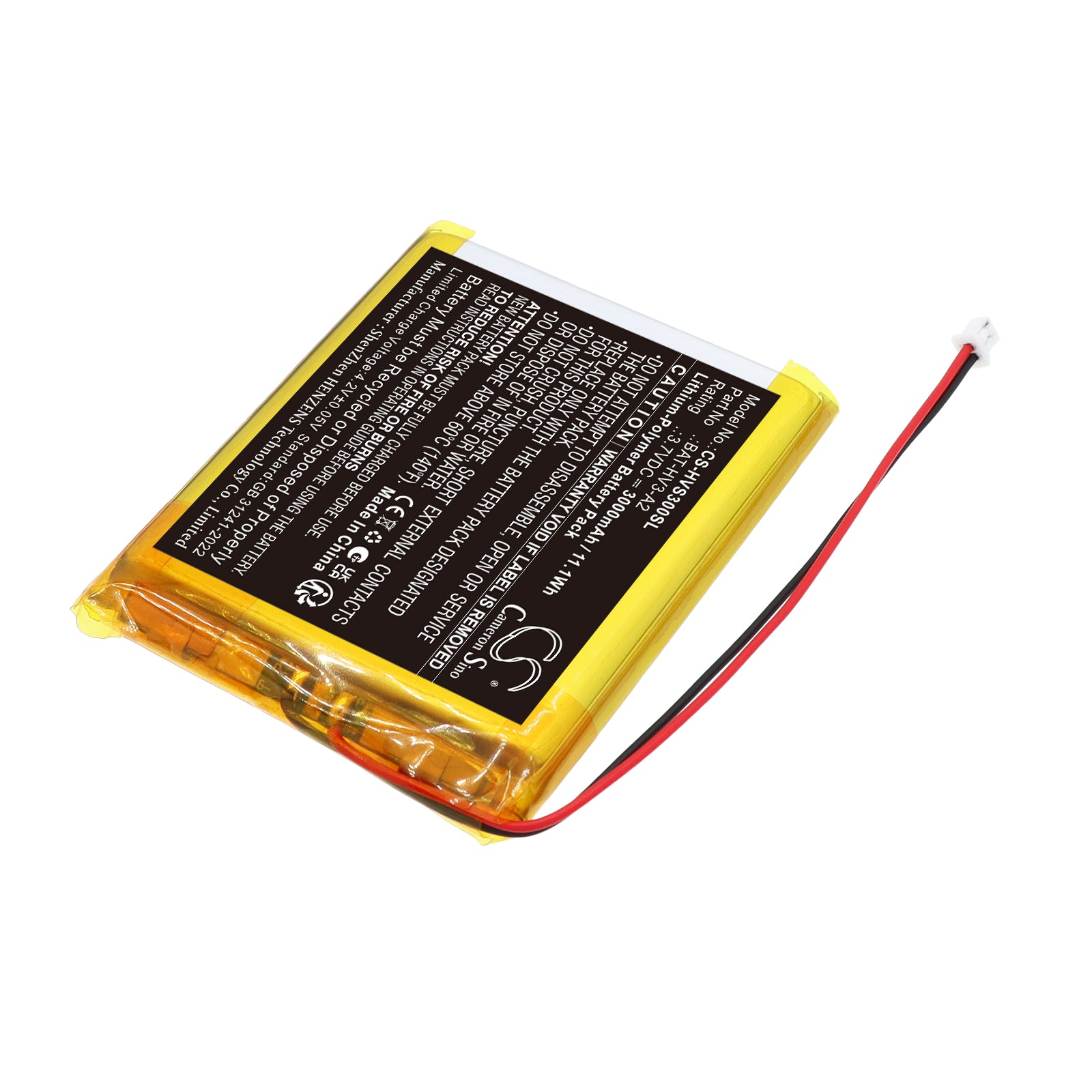 3.7V, Li-Polymer, 3000mAh, Battery fits HeimVision Soothe 3 baby monitor, 11.1Wh BabyPhone Cameron Sino Technology Limited