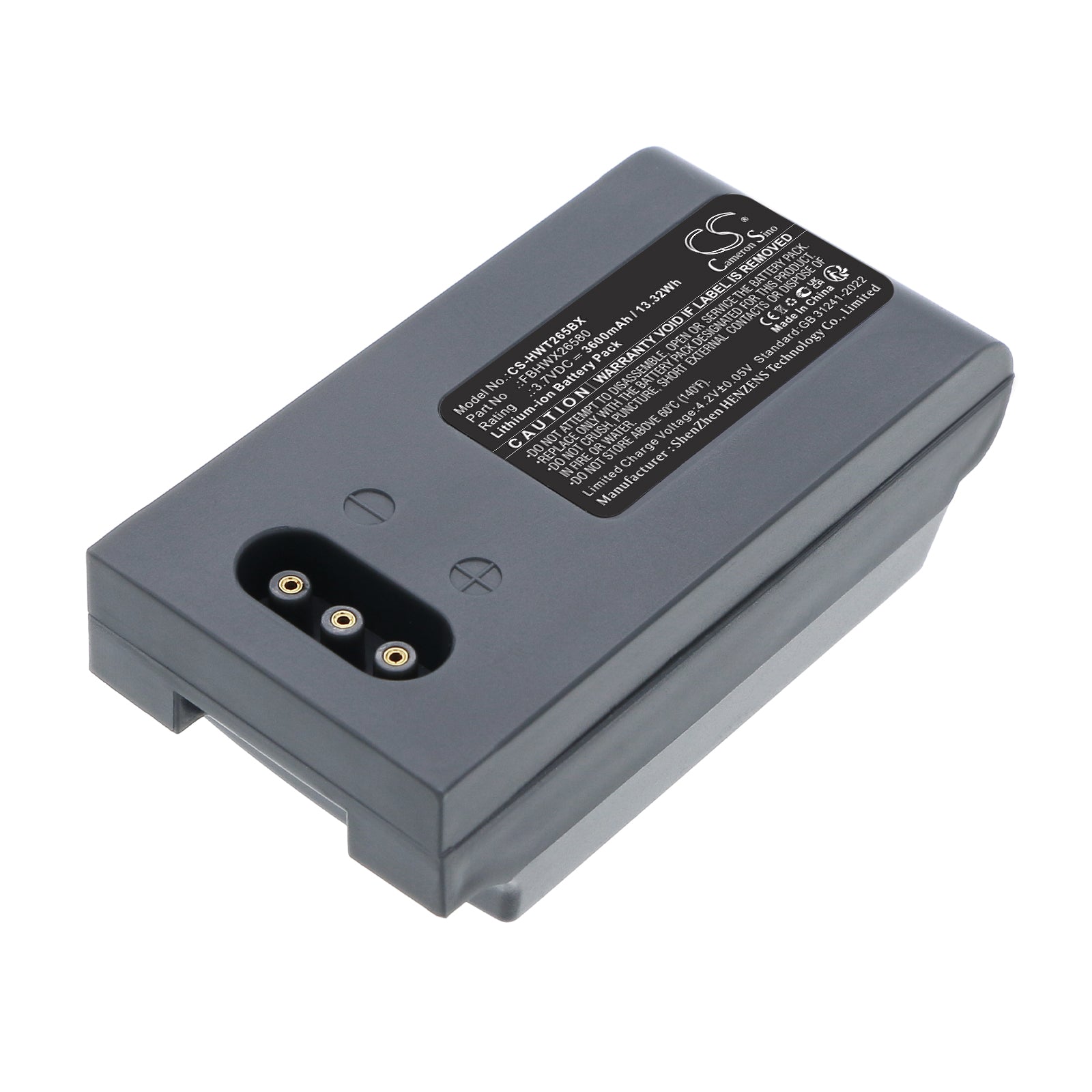 3.7V, Li-ion, 3600mAh, Battery fits Hoft & Wessel HW19200, T26582, 13.32Wh Barcode Scanner Cameron Sino Technology Limited