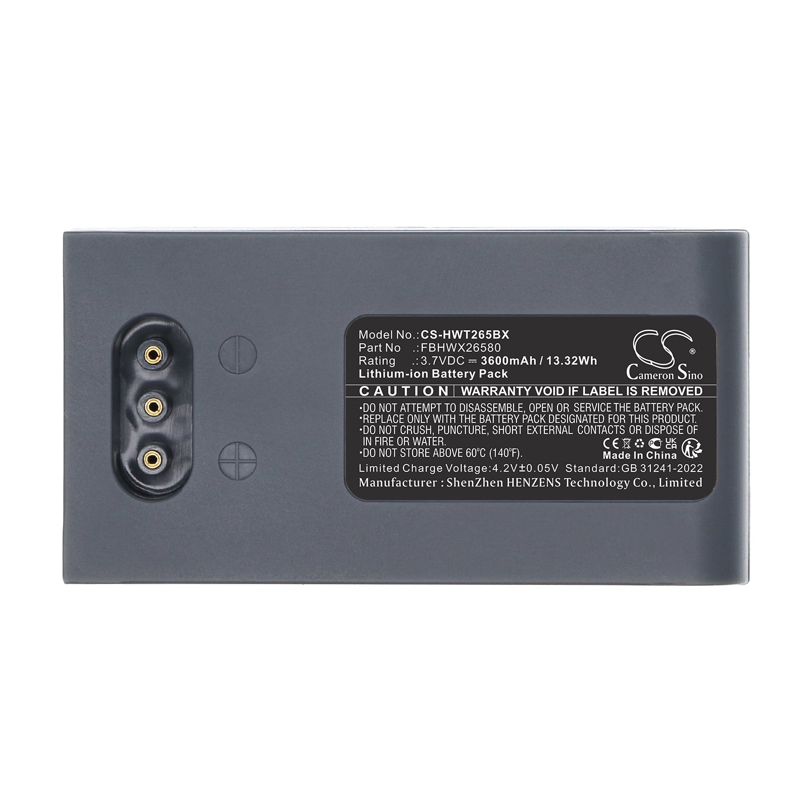 3.7V, Li-ion, 3600mAh, Battery fits Hoft & Wessel HW19200, T26582, 13.32Wh Barcode Scanner Cameron Sino Technology Limited