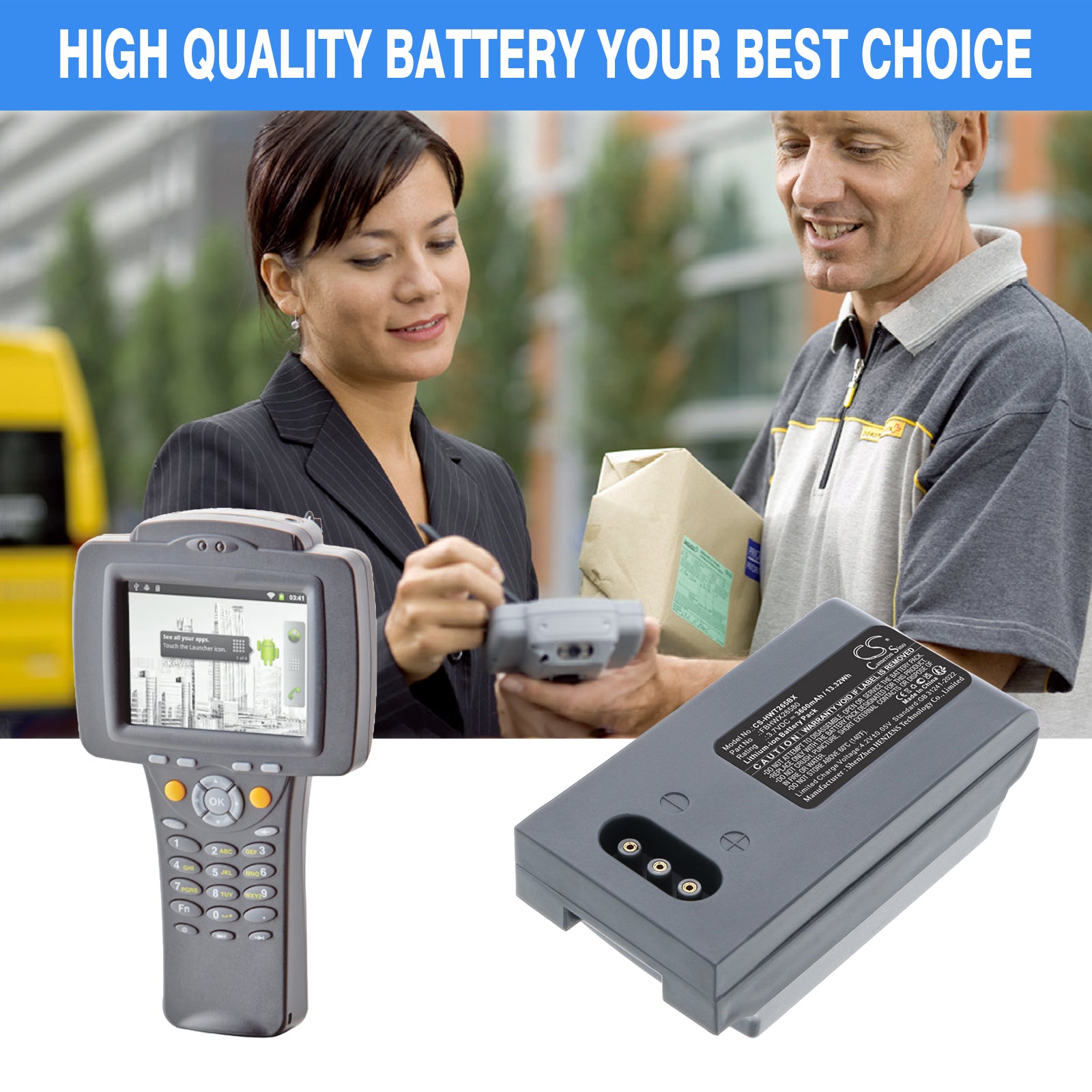3.7V, Li-ion, 3600mAh, Battery fits Hoft & Wessel HW19200, T26582, 13.32Wh Barcode Scanner Cameron Sino Technology Limited