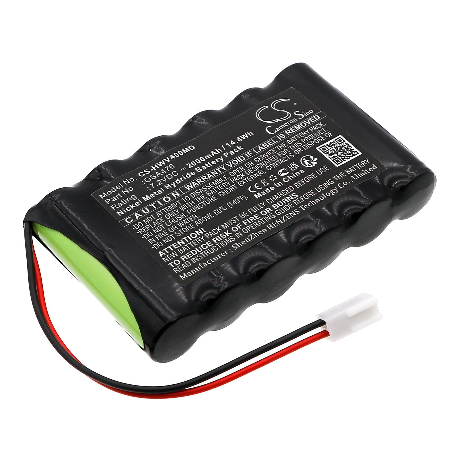 7.2V, Ni-MH, 2000mAh, Battery fits H-Wave H4, OTC, 14.4Wh Medical Cameron Sino Technology Limited