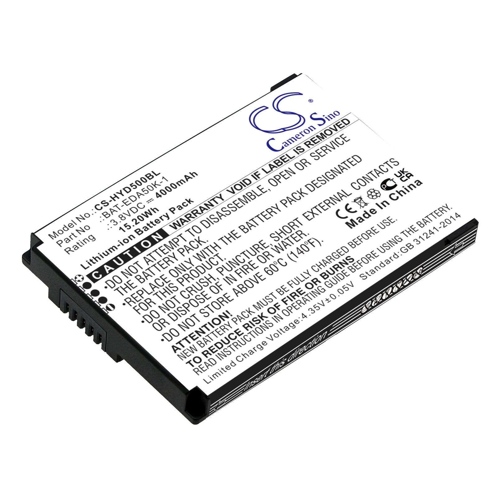 Li-ion, Barcode Scanner Battery fits Honeywell Eda50k, Scanpal 50, 3.8V, 4000mAh Barcode Scanner Cameron Sino Technology Limited