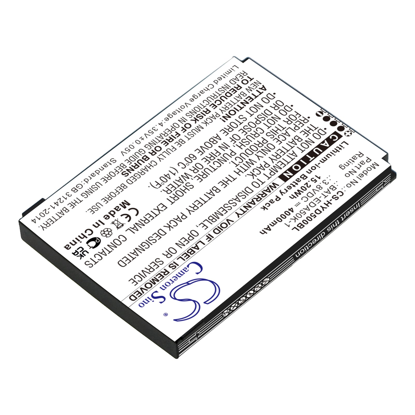 Li-ion, Barcode Scanner Battery fits Honeywell Eda50k, Scanpal 50, 3.8V, 4000mAh Barcode Scanner Cameron Sino Technology Limited