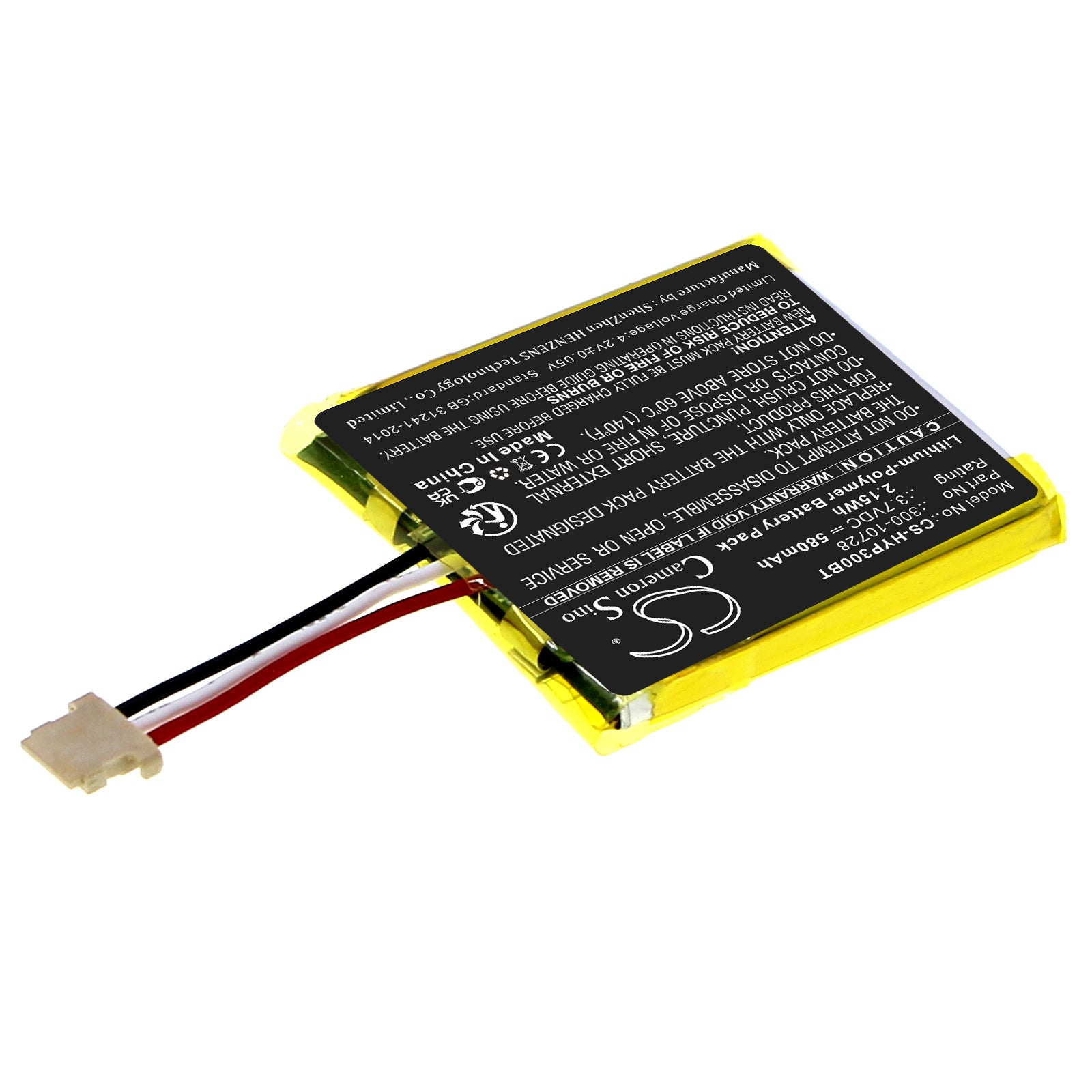 Li-Polymer, Alarm System Battery fits Honeywell Home Prowltouch, Proseries 7" Color Wireless To, 3.7V, 580mAh Alarm System Cameron Sino Technology Limited