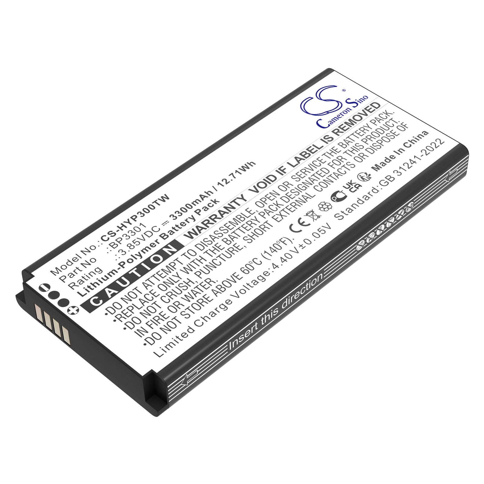 3.85V, Li-Polymer, 3300mAh, Battery fits Hytera P30, P30 PoC Rado, 12.71Wh Two-Way Radio Cameron Sino Technology Limited