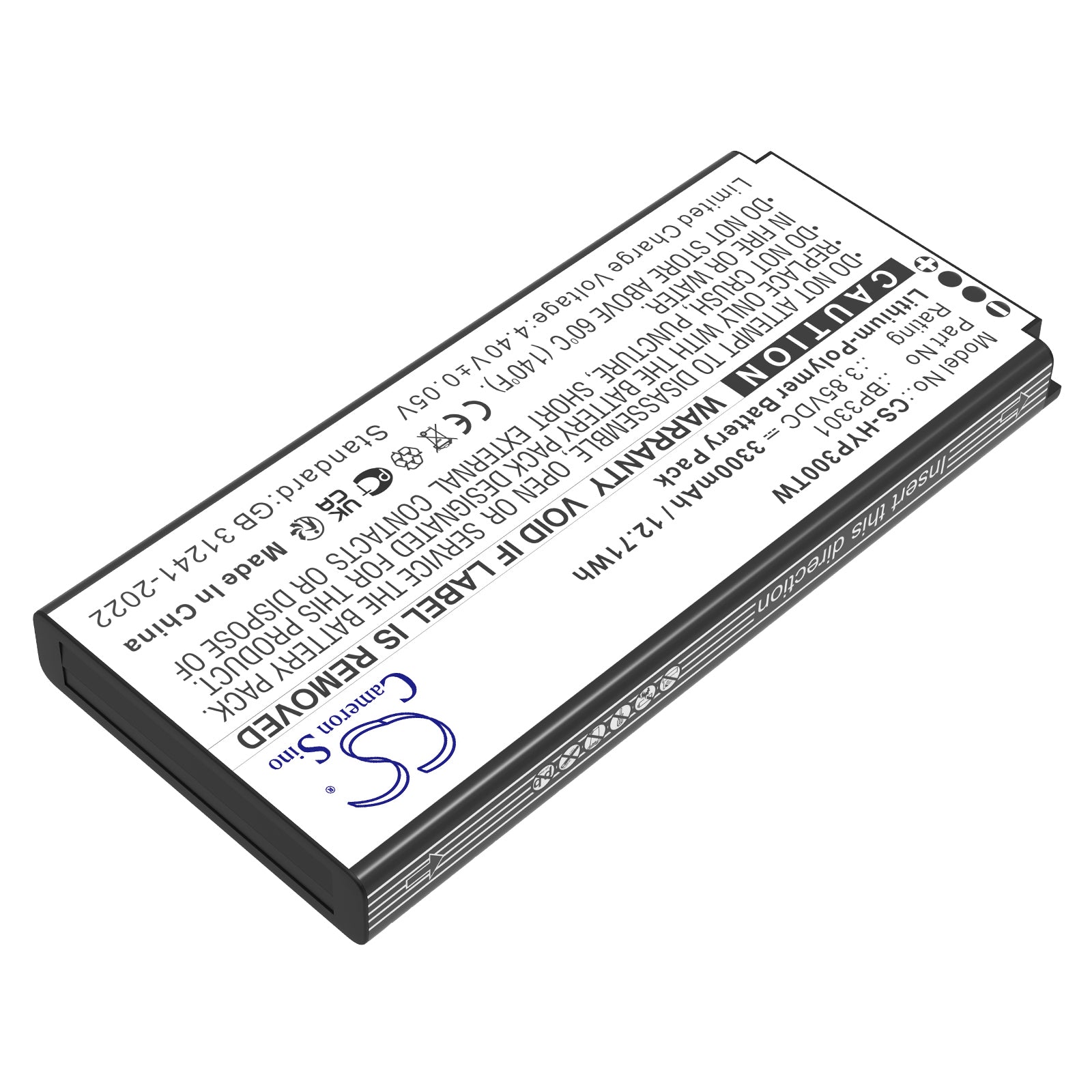 3.85V, Li-Polymer, 3300mAh, Battery fits Hytera P30, P30 PoC Rado, 12.71Wh Two-Way Radio Cameron Sino Technology Limited