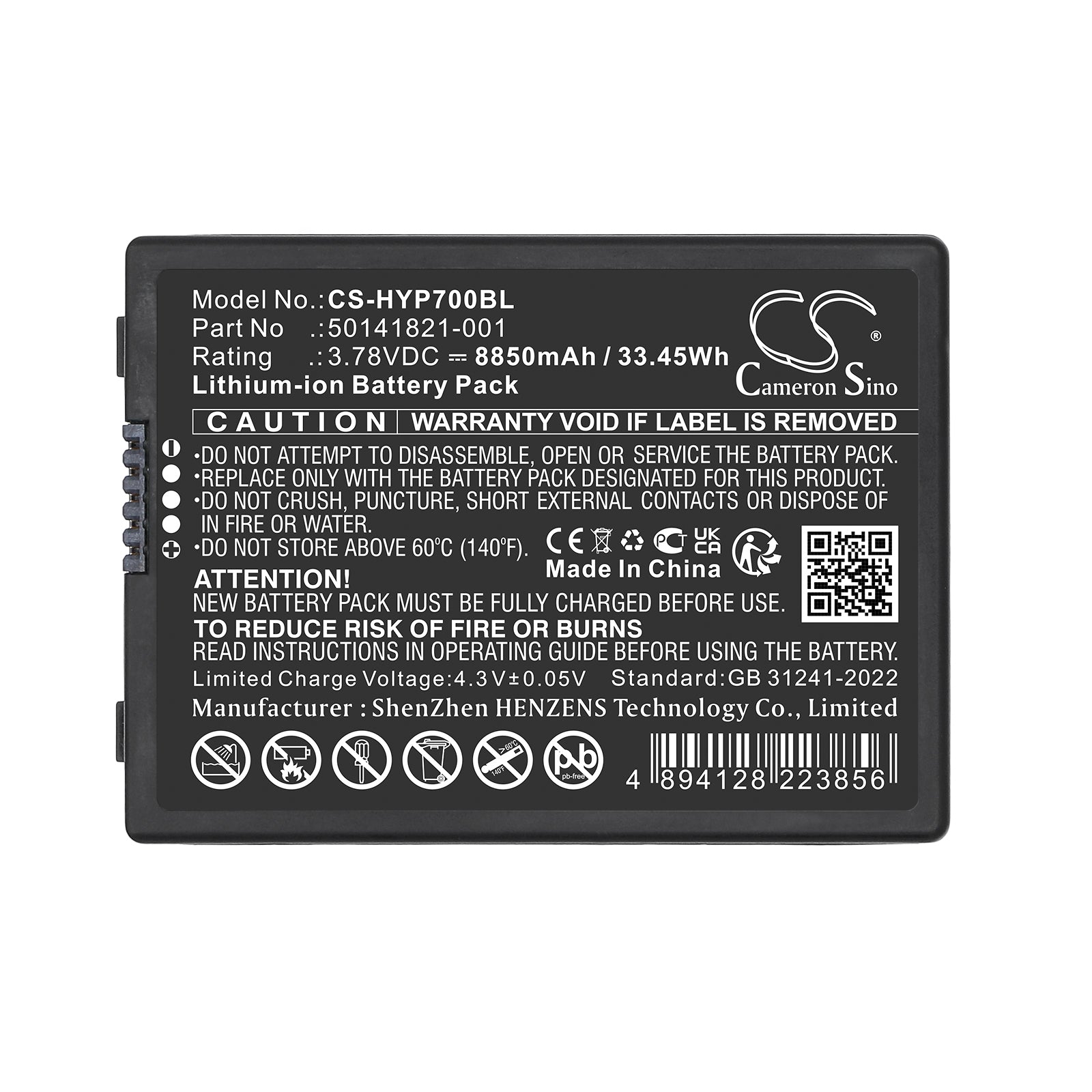 3.78V, Li-ion, 8850mAh, Battery fits Honeywell ScanPal EDA70, ScanPal EDA71, 33.45Wh Barcode Scanner Cameron Sino Technology Limited