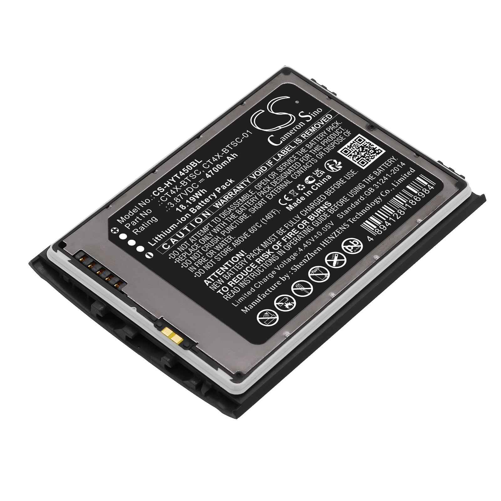 Li-ion, Barcode Scanner Battery fits Honeywell Ct45, Ct47, 3.87V, 4700mAh Barcode Scanner Cameron Sino Technology Limited