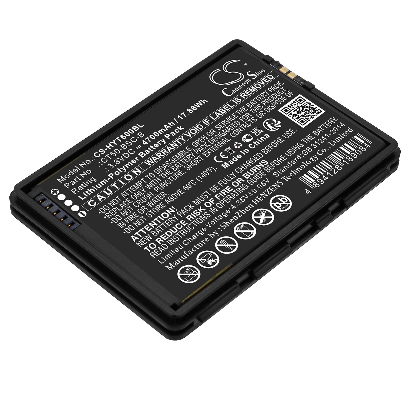 Li-Polymer, Barcode Scanner Battery fits Honeywell Ct50, Ct60, 3.8V, 4700mAh Barcode Scanner Cameron Sino Technology Limited