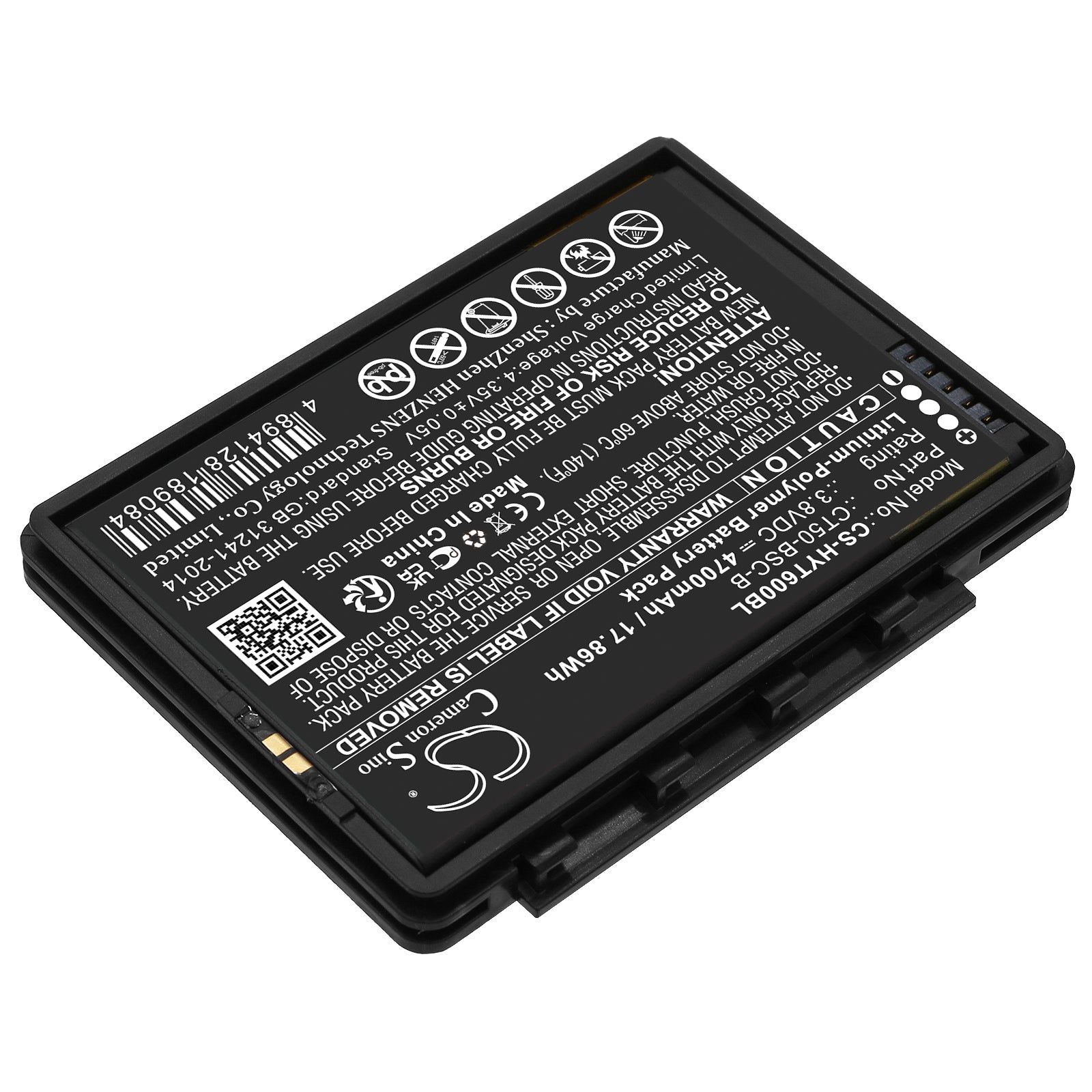 Li-Polymer, Barcode Scanner Battery fits Honeywell Ct50, Ct60, 3.8V, 4700mAh Barcode Scanner Cameron Sino Technology Limited