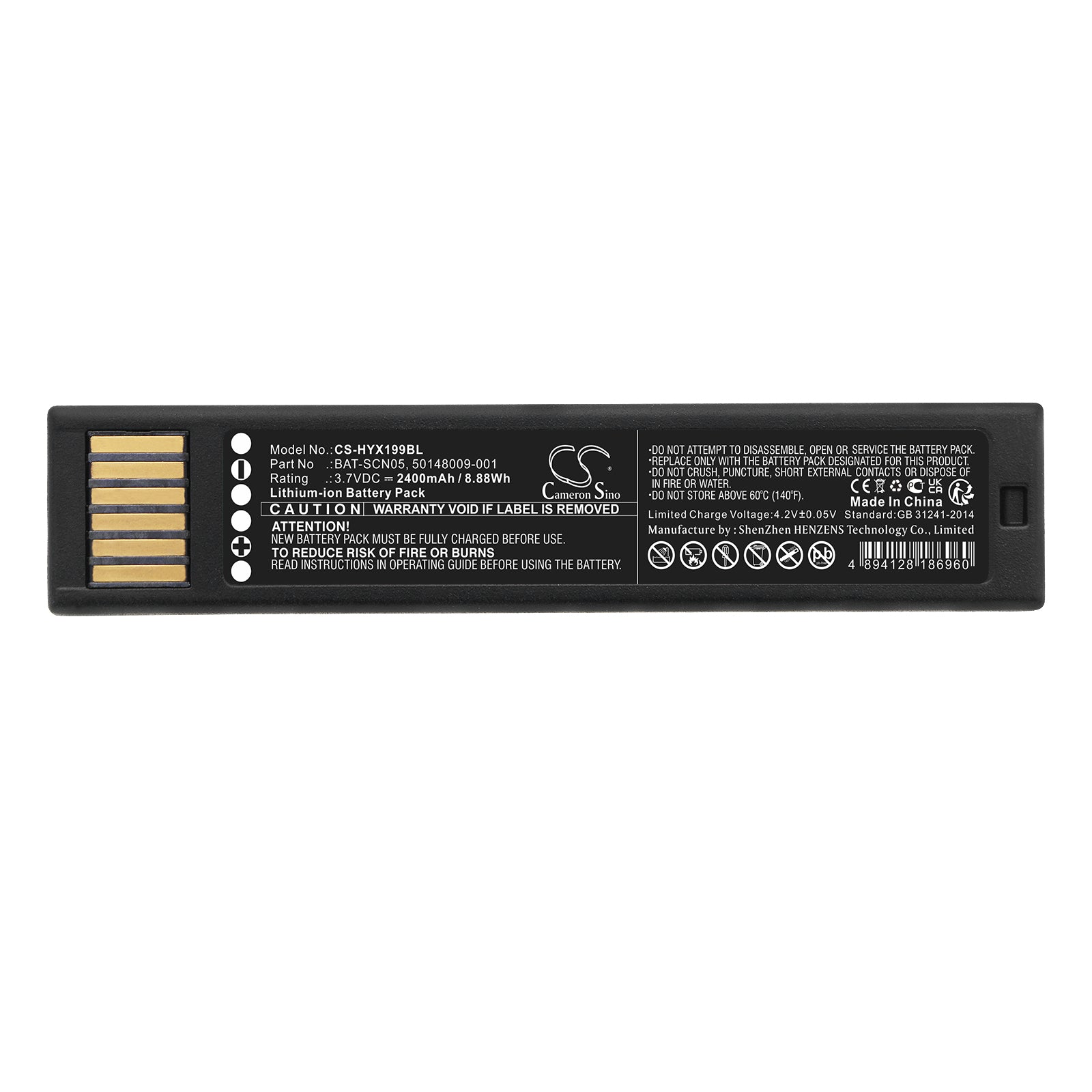 Li-ion, Barcode Scanner Battery fits Honeywell 1952grs-2-31886 (rev B), Granit Xp 1990isr, 3.7V, 2400mAh Barcode Scanner Cameron Sino Technology Limited