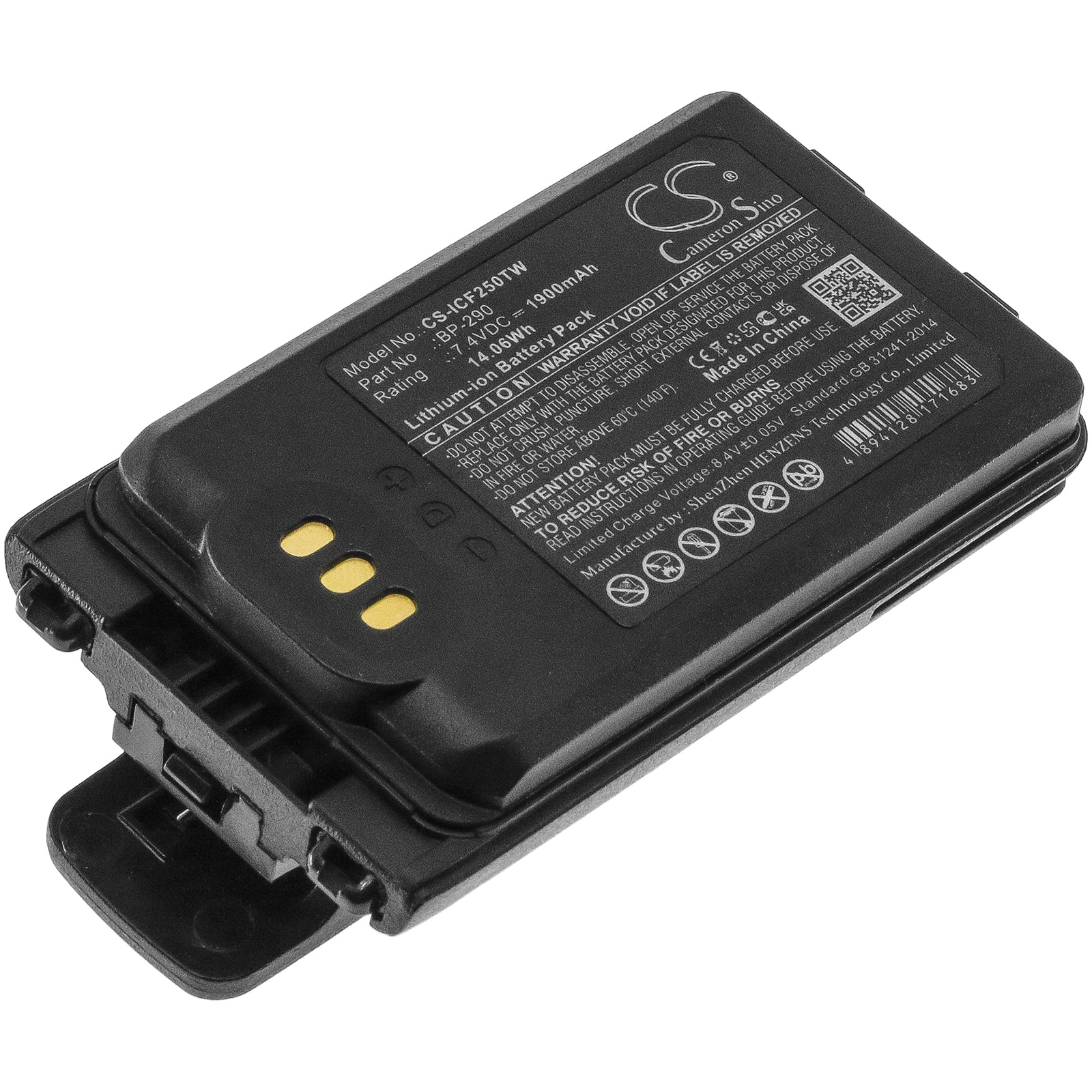 Li-ion, Two-Way Radio Battery fits Icom Ic-f52d, Ic-f62d, 7.4V, 1900mAh Two-Way Radio Cameron Sino Technology Limited