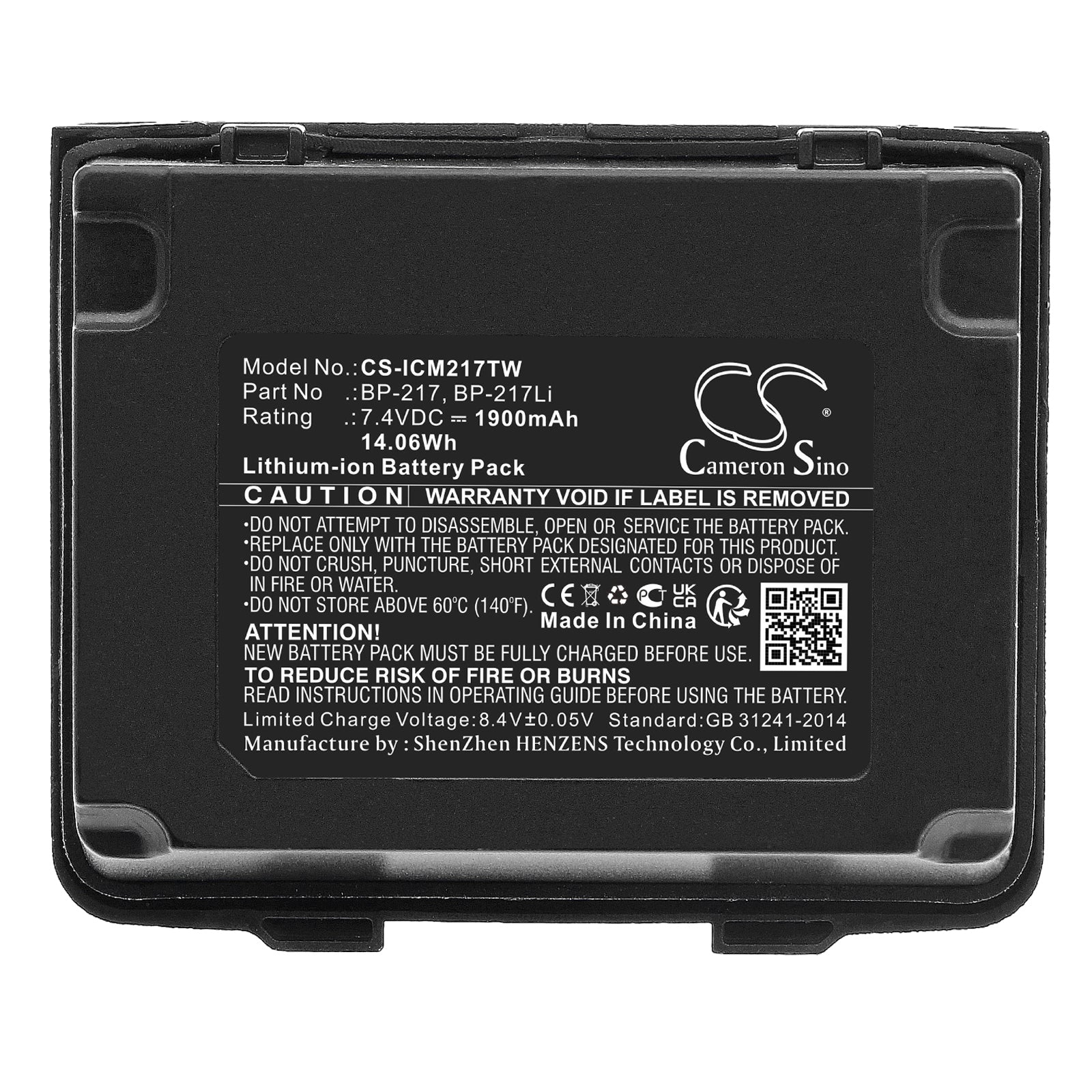 Li-ion, Two-Way Radio Battery fits Icom Ic-80ad, Ic-91a, 7.4V, 1900mAh Two-Way Radio Cameron Sino Technology Limited