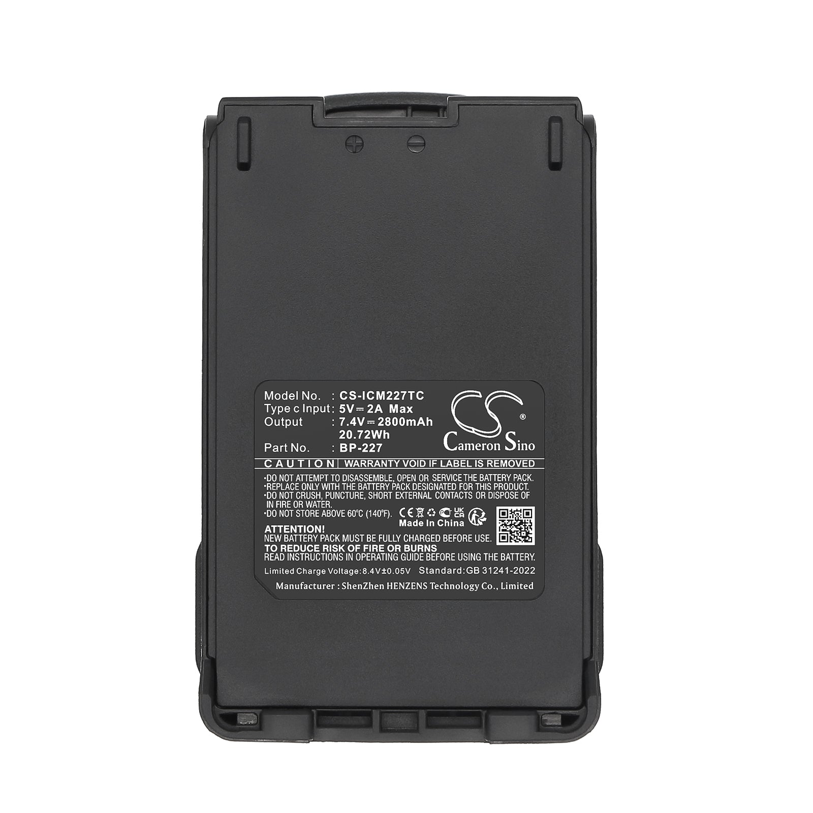 7.4V, Li-ion, 2800mAh, Battery fits Icom IC-E85, IC-F50, 20.72Wh Two-Way Radio Cameron Sino Technology Limited