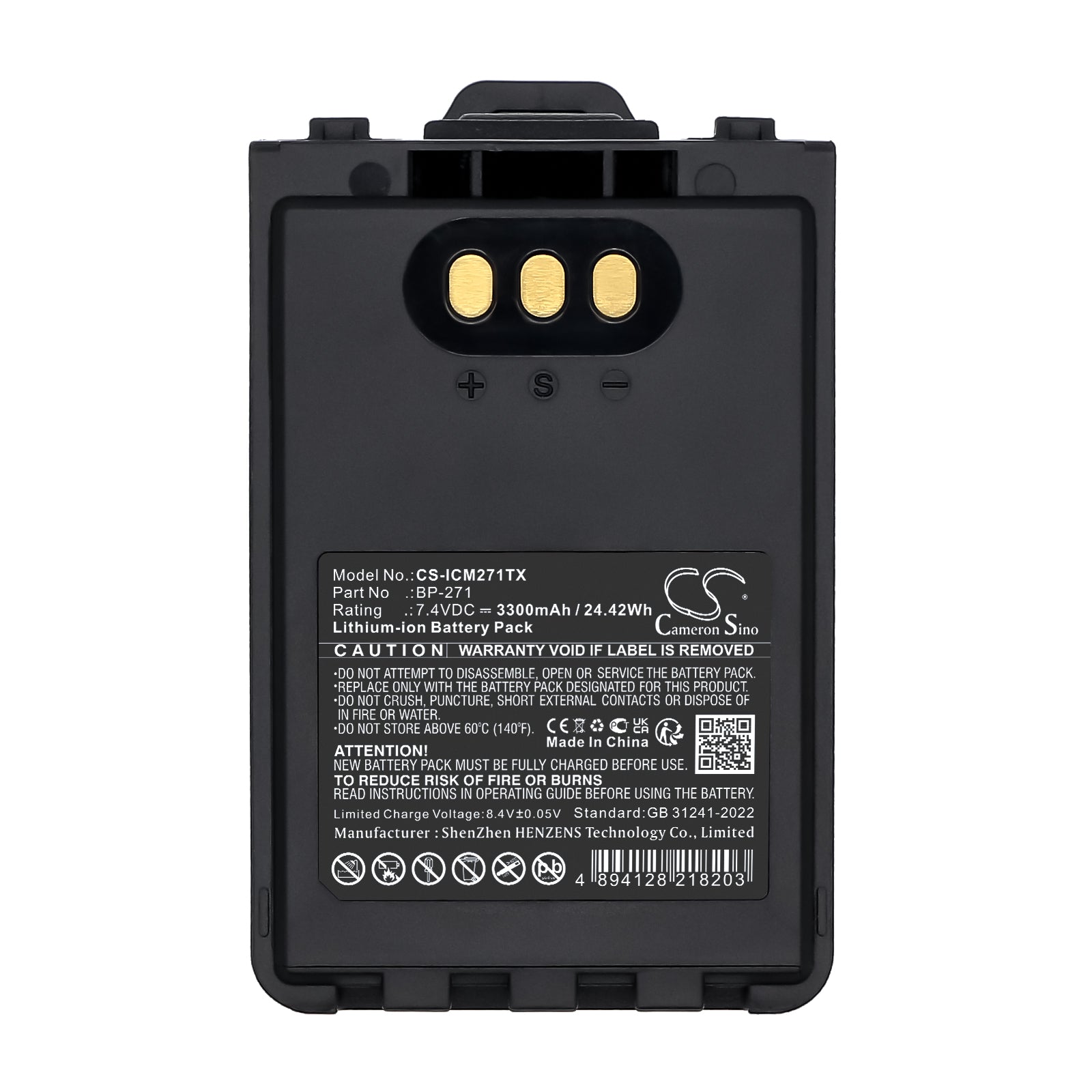 7.4V, Li-ion, 3300mAh, Battery fits Icom IC-31A, IC-31E, 24.42Wh Two-Way Radio Cameron Sino Technology Limited