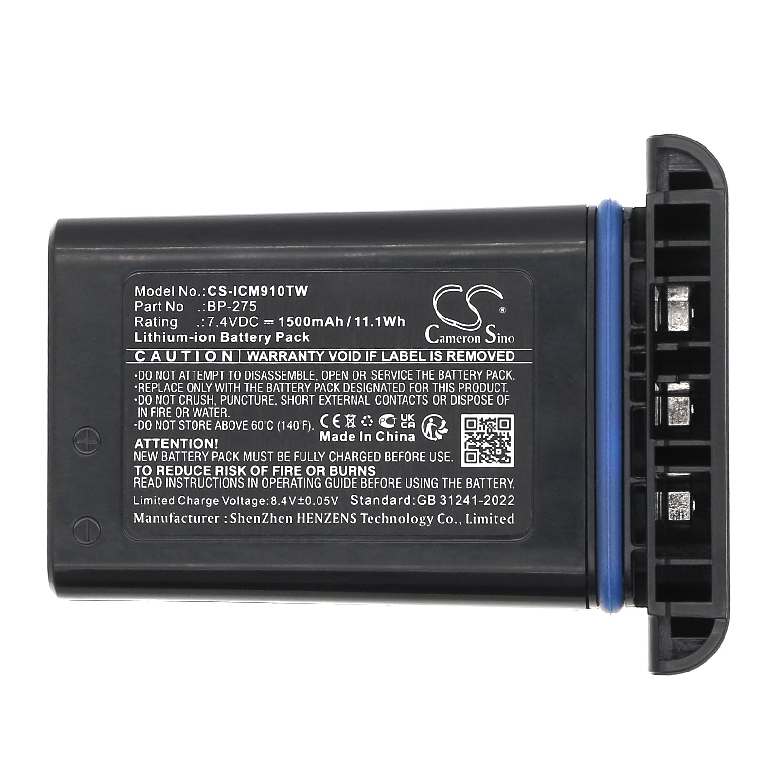 7.4V, Li-ion, 1500mAh, Battery fits Icom IC-M91D, IC-M92D, 11.1Wh Two-Way Radio Cameron Sino Technology Limited