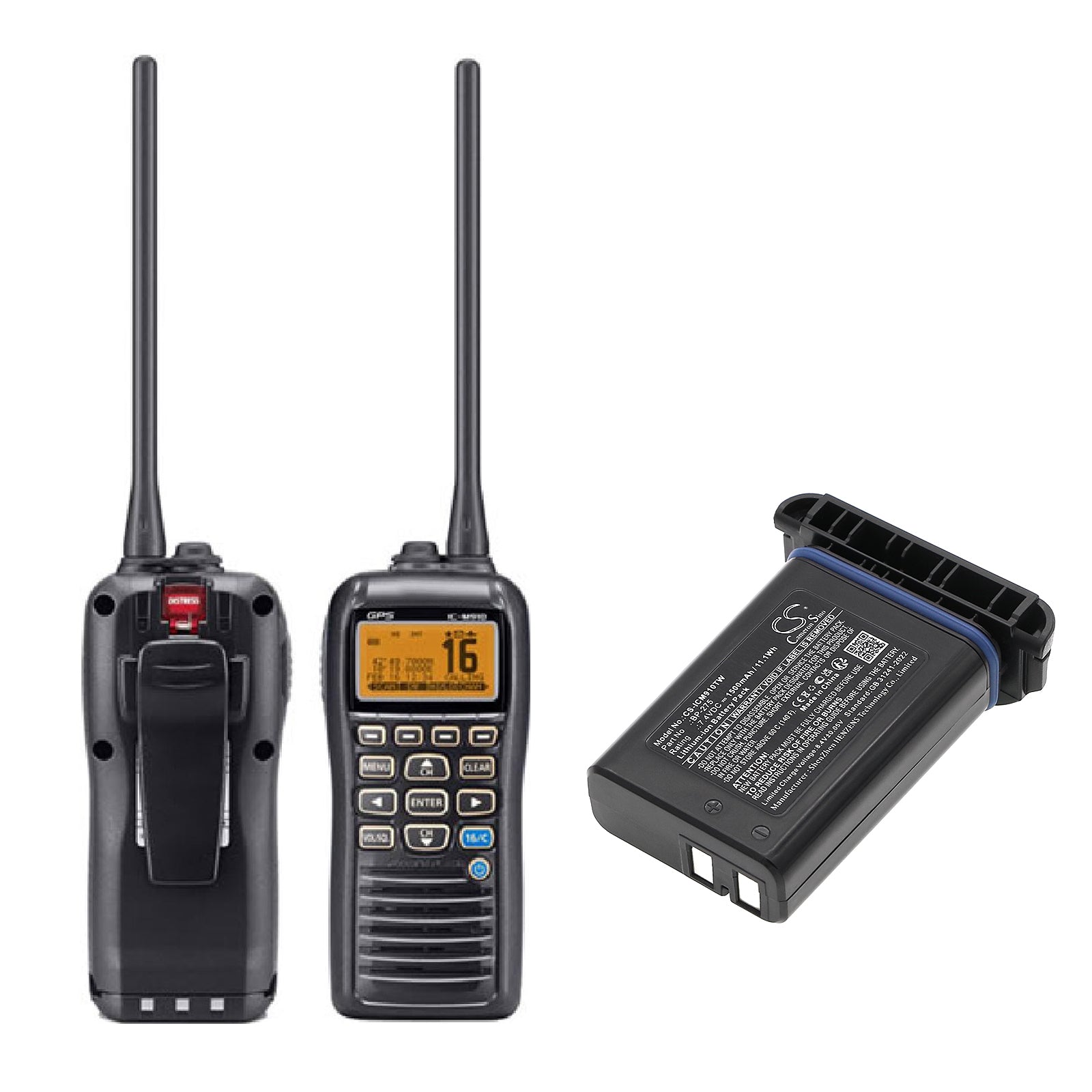 7.4V, Li-ion, 1500mAh, Battery fits Icom IC-M91D, IC-M92D, 11.1Wh Two-Way Radio Cameron Sino Technology Limited