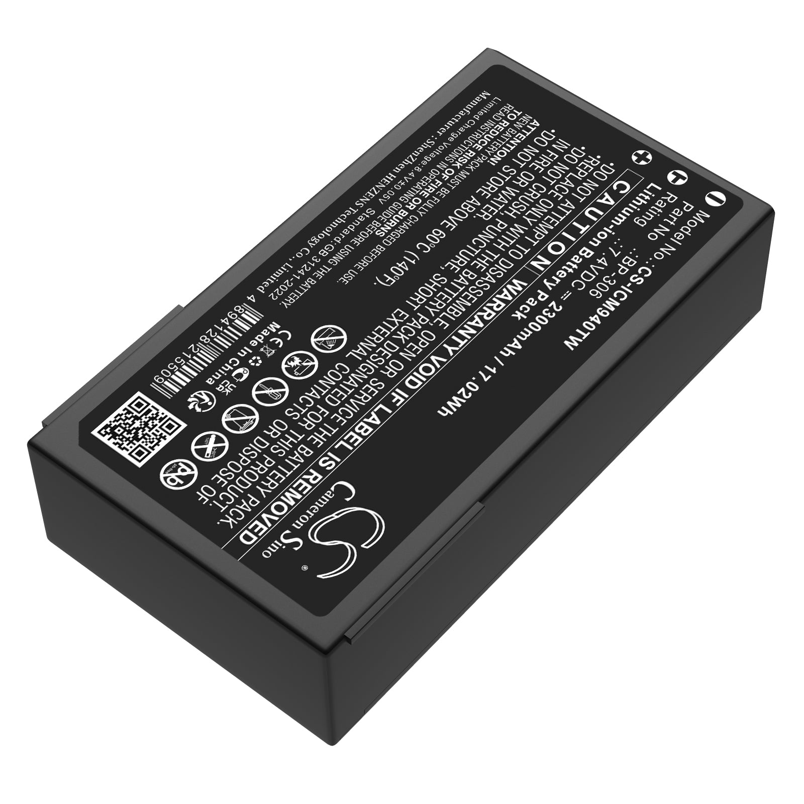 7.4V, Li-ion, 2300mAh, Battery fits Icom IC-M94D, IC-M94DE, 17.02Wh Two-Way Radio Cameron Sino Technology Limited