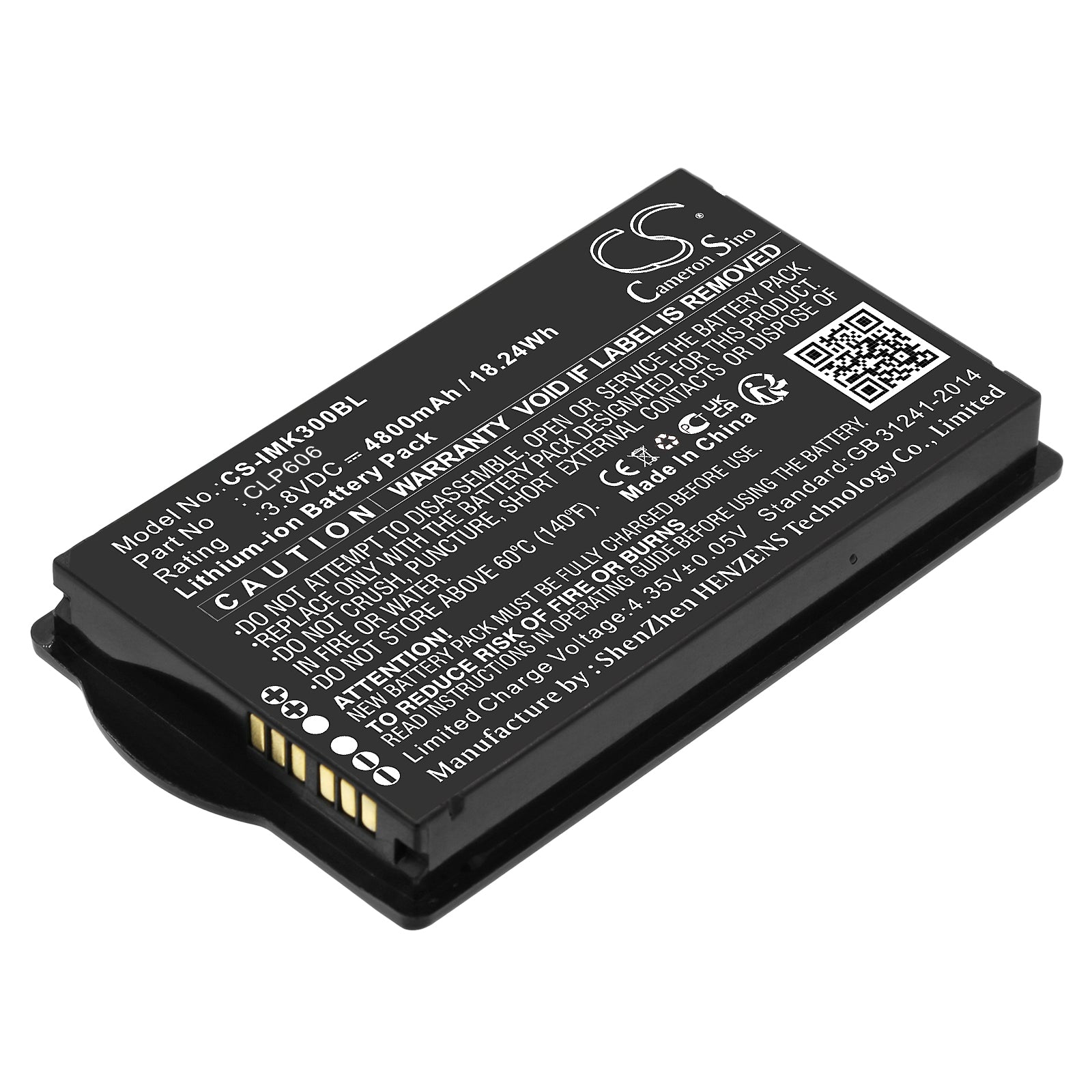 Li-ion, Barcode Scanner Battery fits Idata K3, 3.8V, 4800mAh Barcode Scanner Cameron Sino Technology Limited