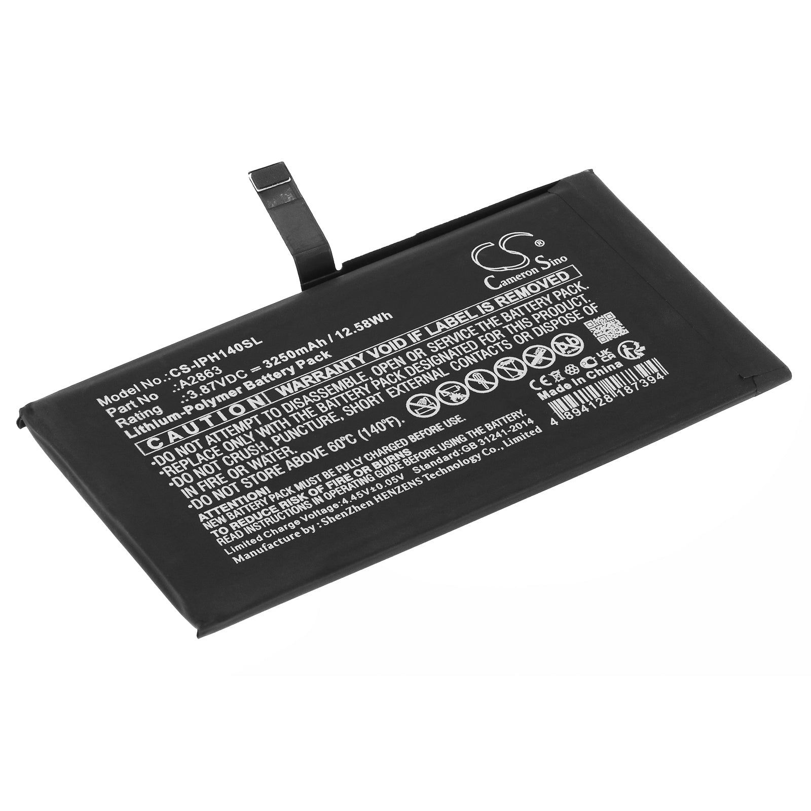 Li-Polymer, Mobile, SmartPhone Battery fits Apple Iphone 14, 3.87V, 3250mAh Mobile, SmartPhone Cameron Sino Technology Limited