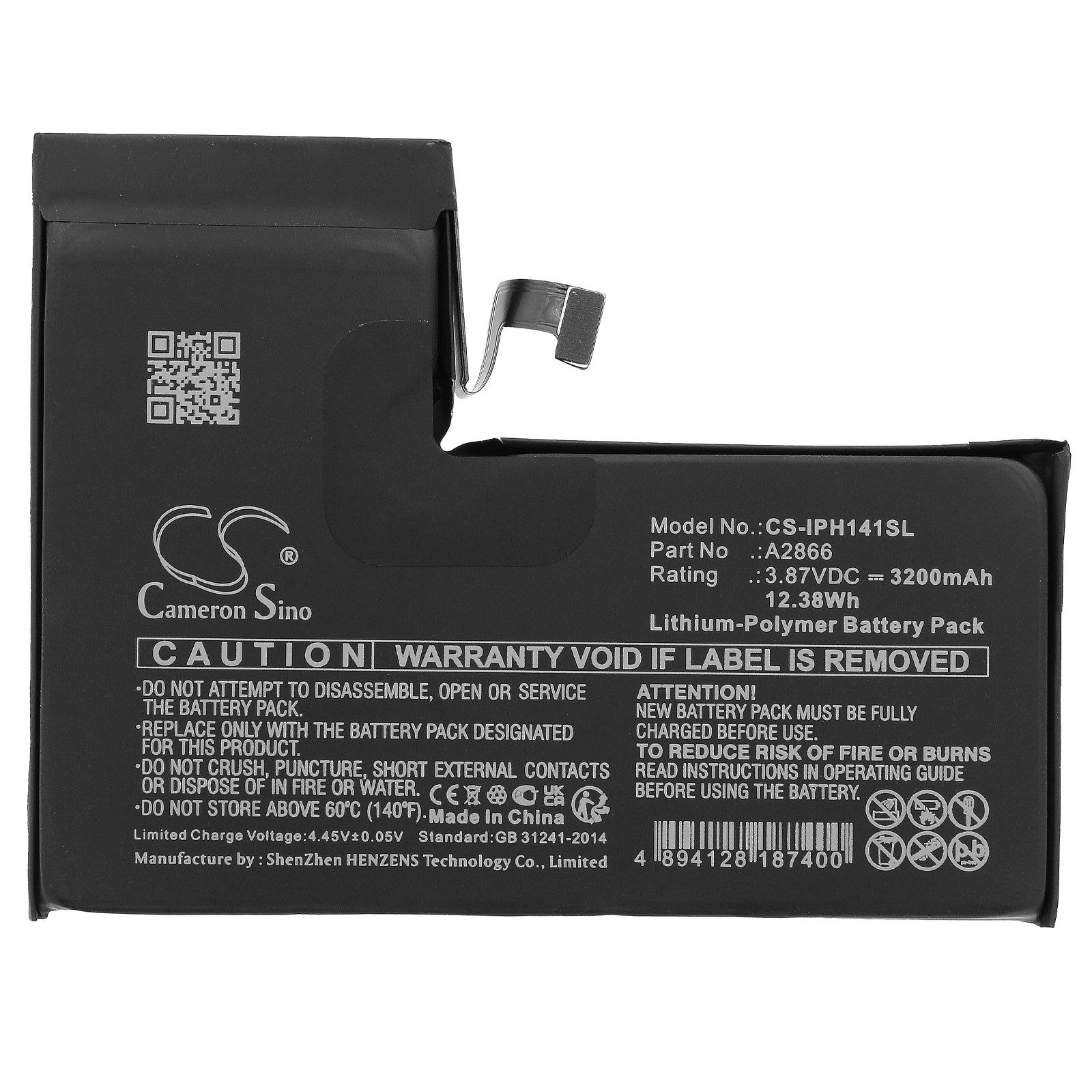Li-Polymer, Mobile, SmartPhone Battery fits Apple Iphone 14 Pro, 3.87V, 3200mAh Mobile, SmartPhone Cameron Sino Technology Limited