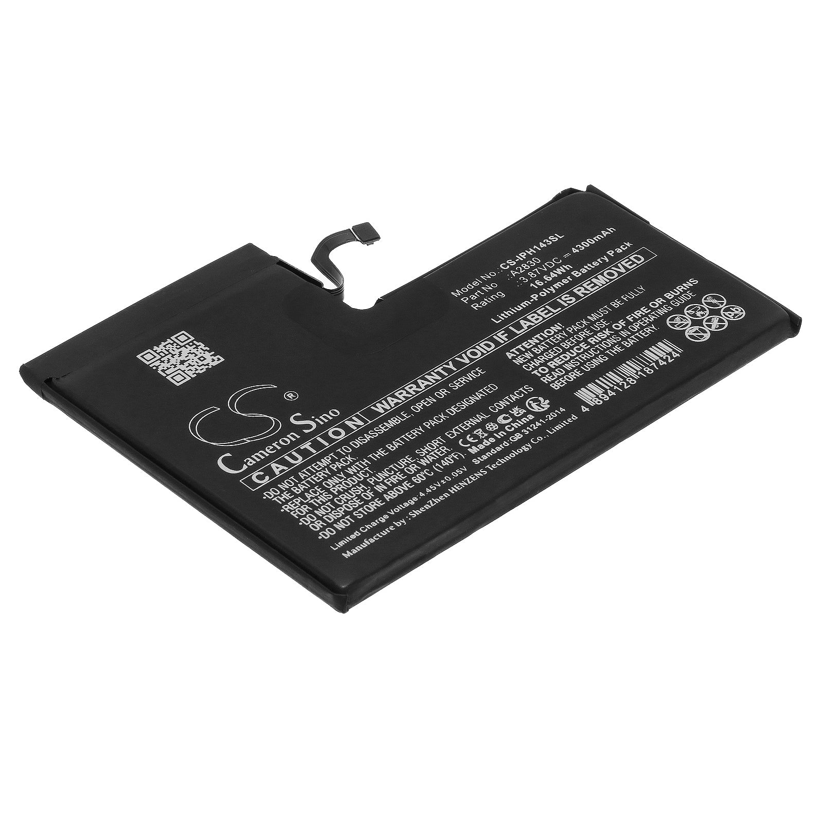 Li-Polymer, Mobile, SmartPhone Battery fits Apple Iphone 14 Pro Max, 3.87V, 4300mAh Mobile, SmartPhone Cameron Sino Technology Limited