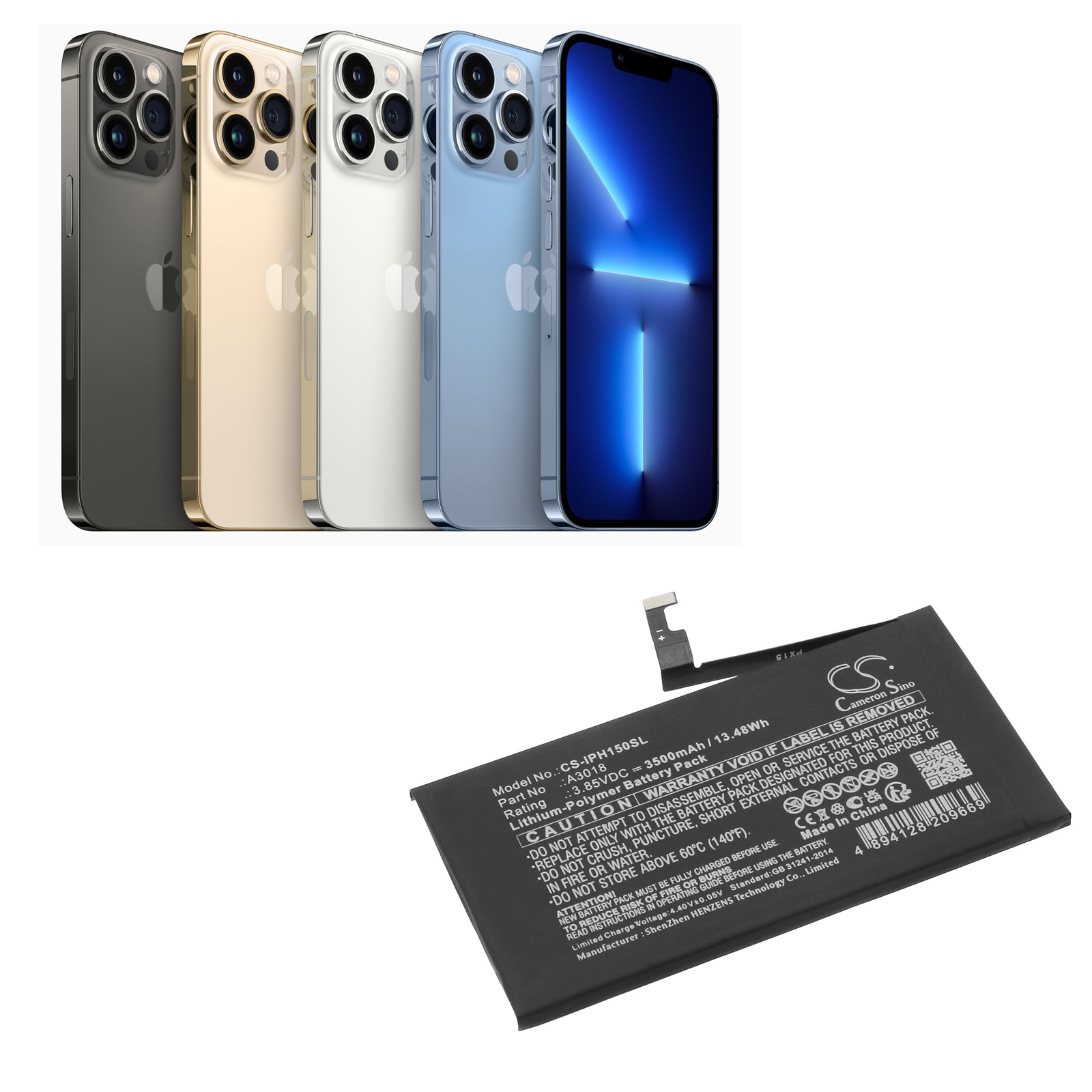 Li-Polymer, Mobile, SmartPhone Battery fits Apple Iphone 15, 3.85V, 3500mAh Mobile, SmartPhone Cameron Sino Technology Limited
